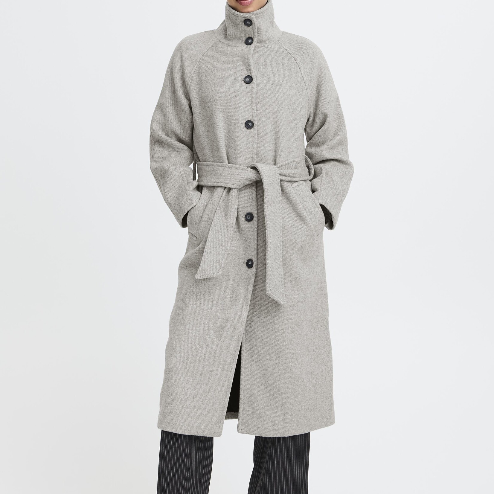 b.young Manteau Abonnet - Mid Grey Melange