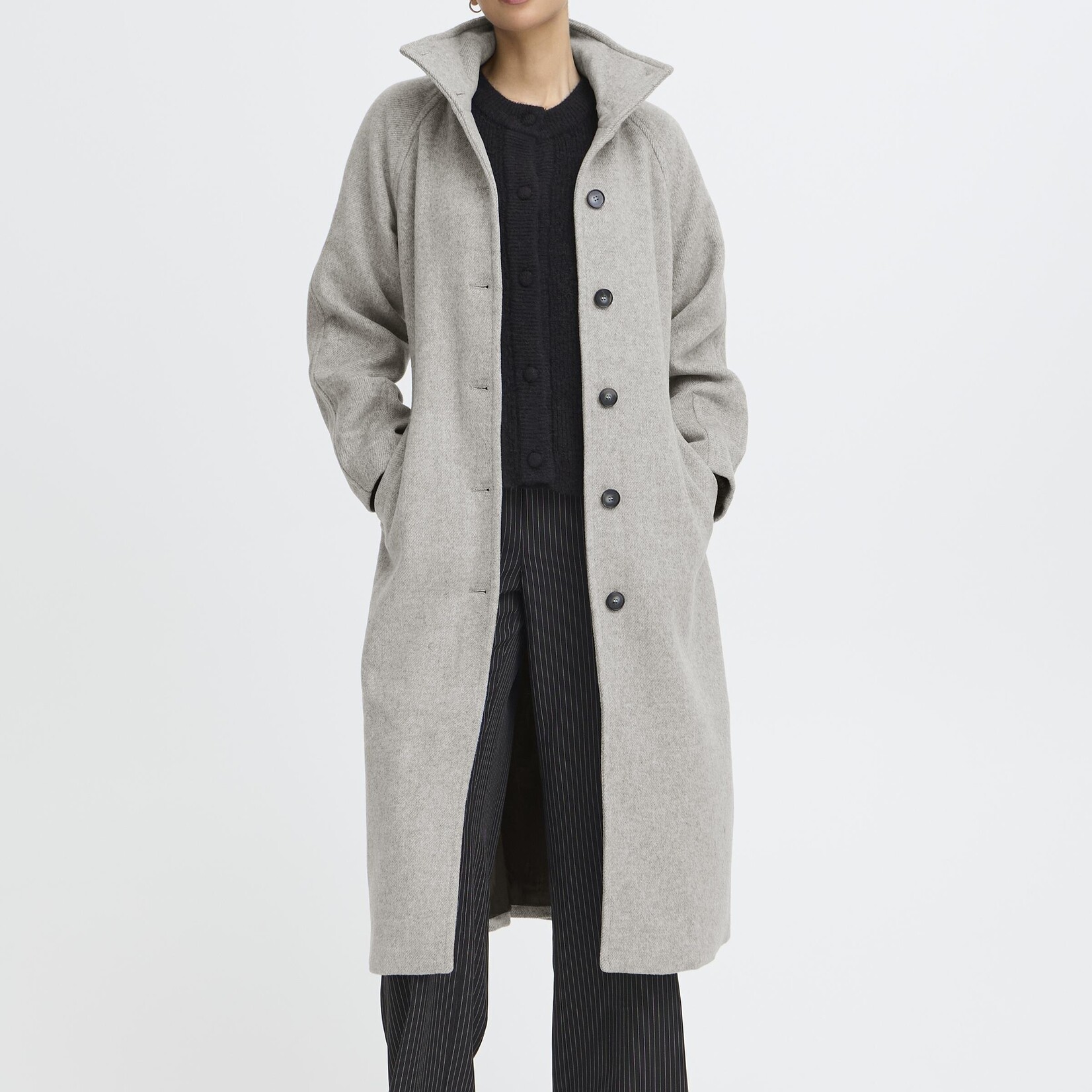 b.young Manteau Abonnet - Mid Grey Melange