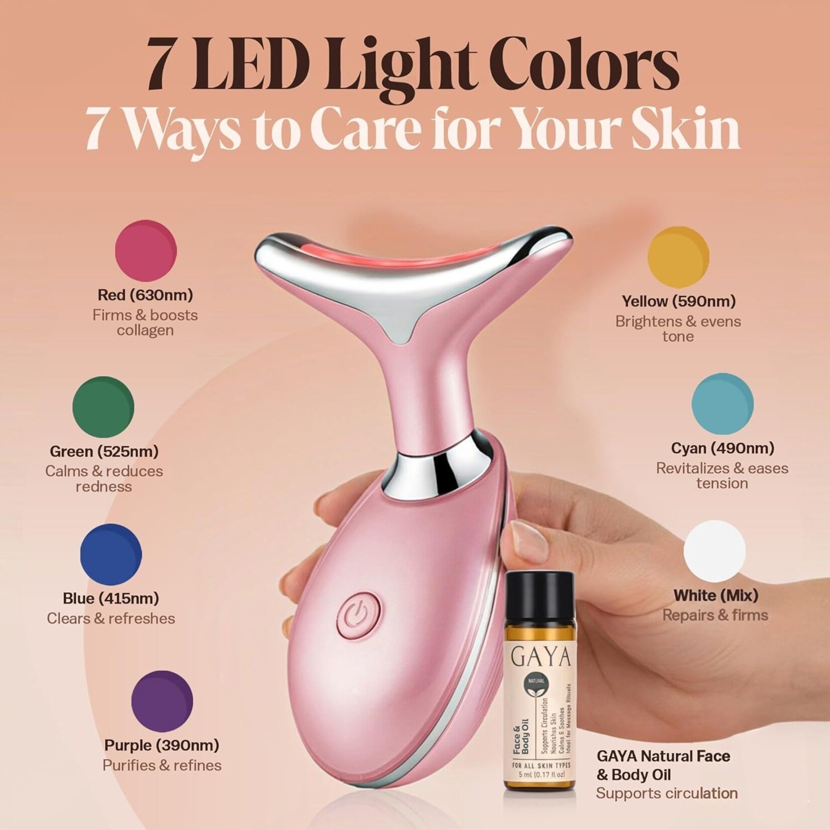 GAYA Thérapie par lumières rouge 7 en 1 - Baguette de beauté lifter - Eclat & Lissage