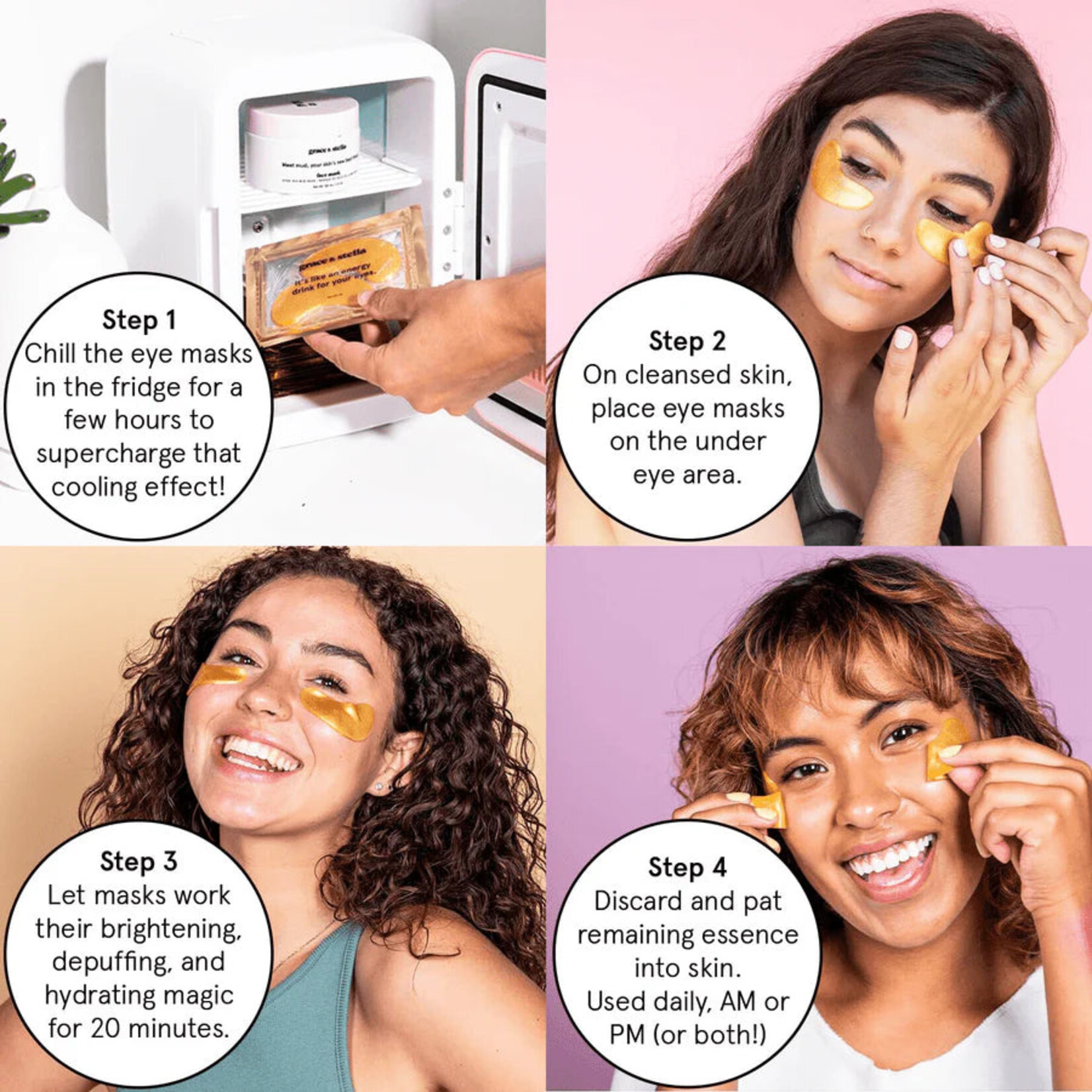 Grace & Stella Masque illuminateur bleu pour les yeux - 24Paires