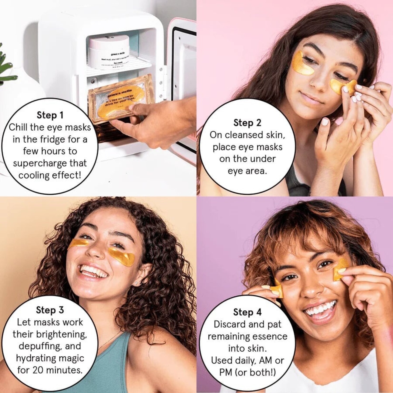 Grace & Stella Masque illuminateur bleu pour les yeux individuelle