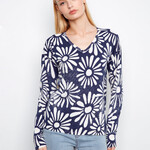 Charlie B Pull C2968 manche longue imprimé, réversible et col V - Nautique