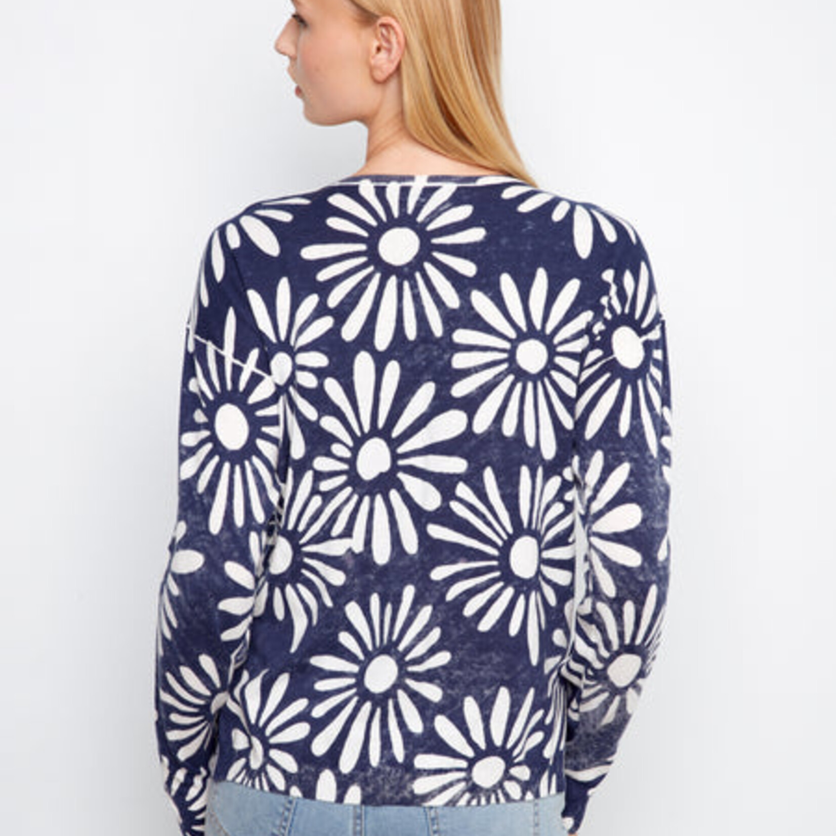 Charlie B Pull C2968 manche longue imprimé, réversible et col V - Nautique