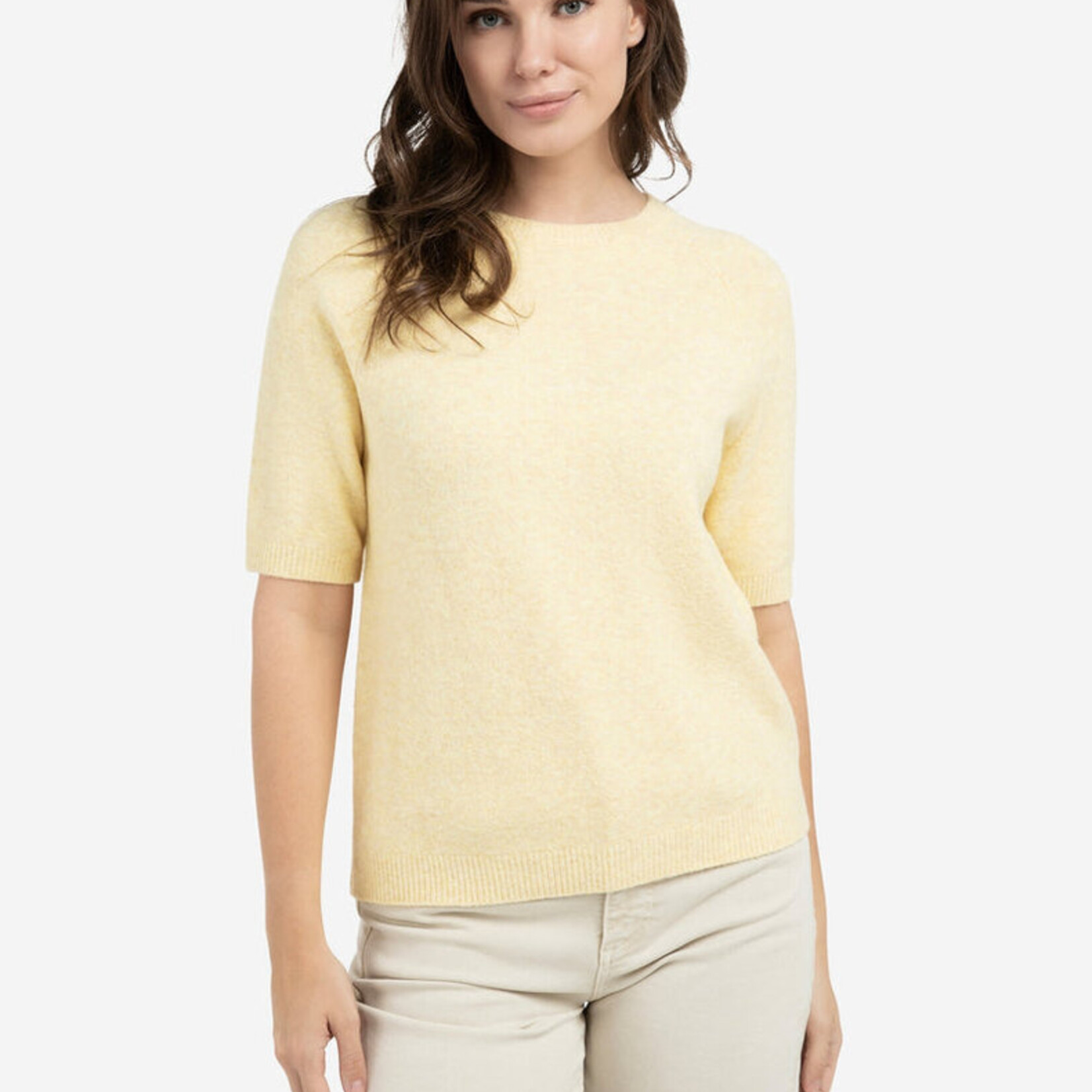 Yaya Pull à manches courtes raglan - Reed Yellow Melange
