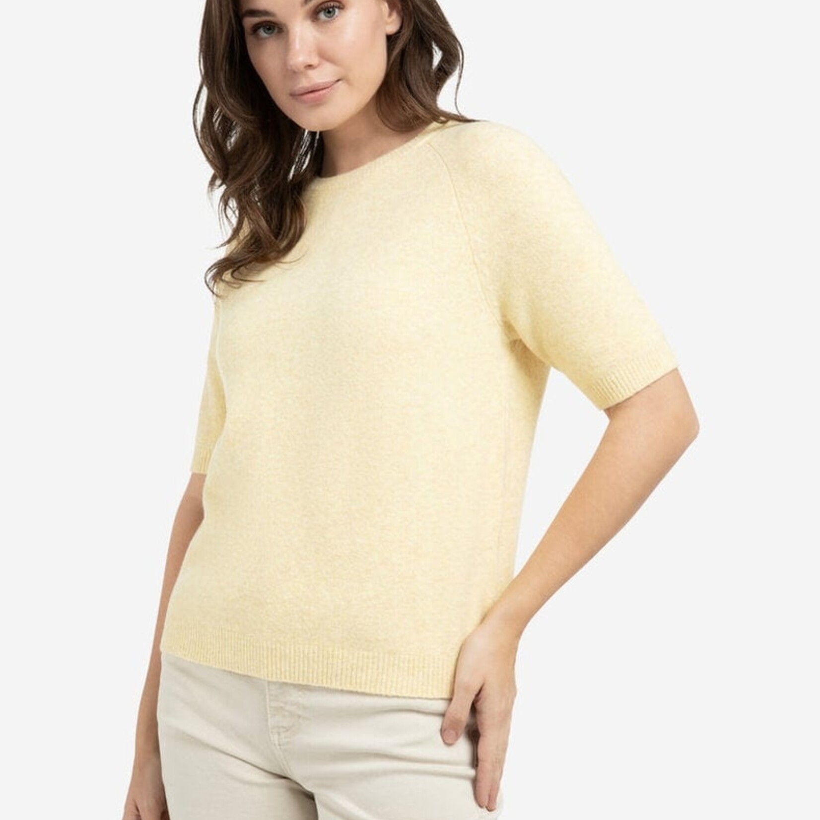 Yaya Pull à manches courtes raglan - Reed Yellow Melange