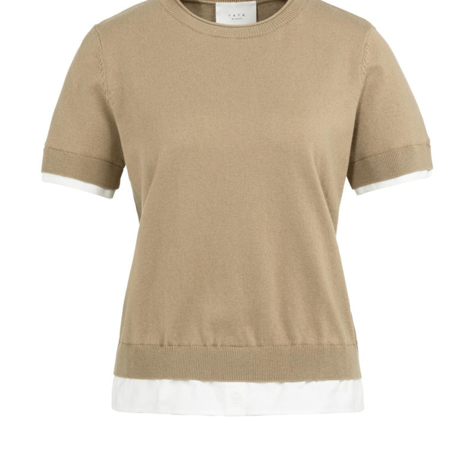 Yaya Haut à manche courte en tricot - Khaki Green