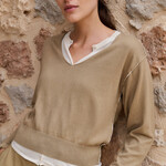 Yaya Chandail double épaisseur avec bouton - Khaki Green