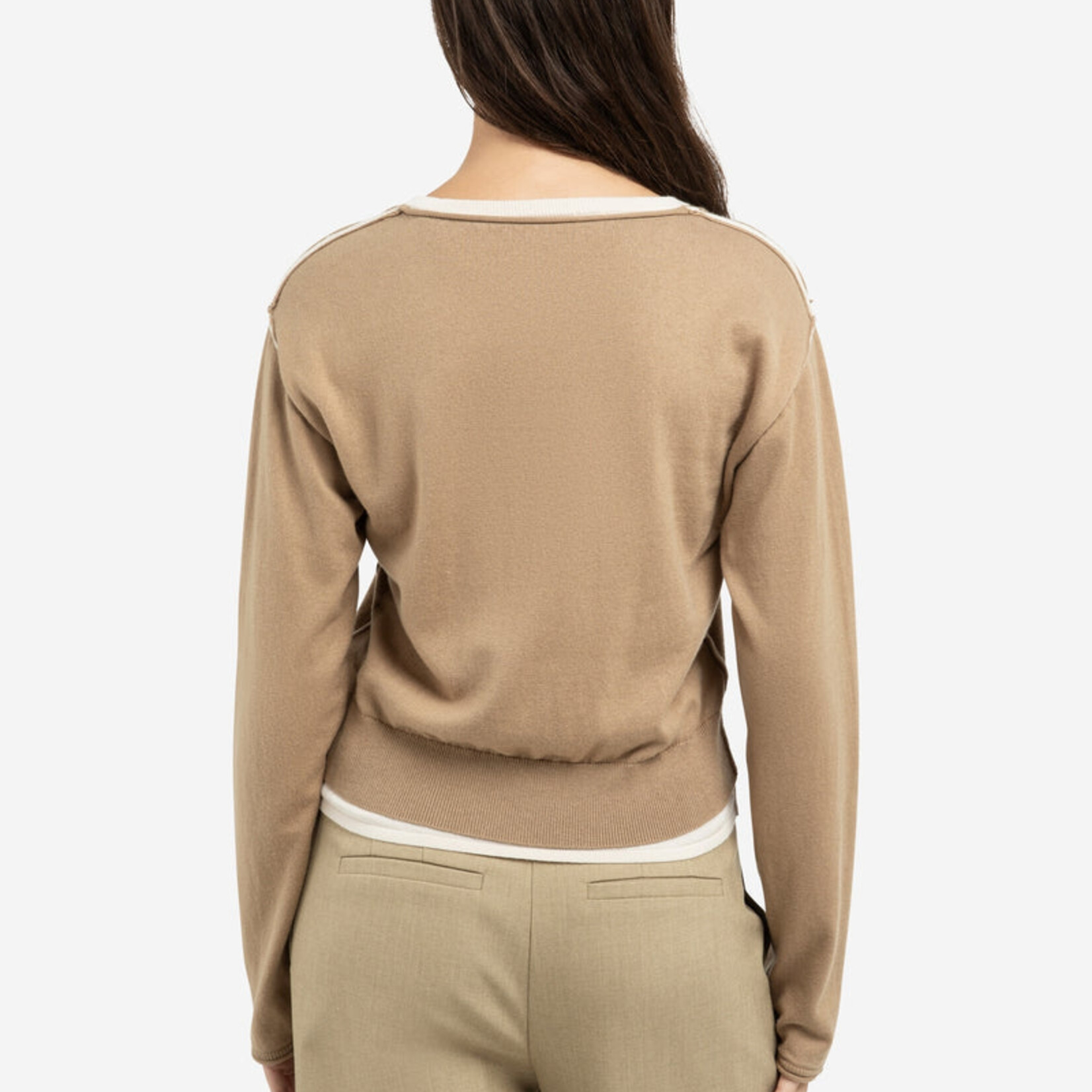 Yaya Chandail double épaisseur avec bouton - Khaki Green