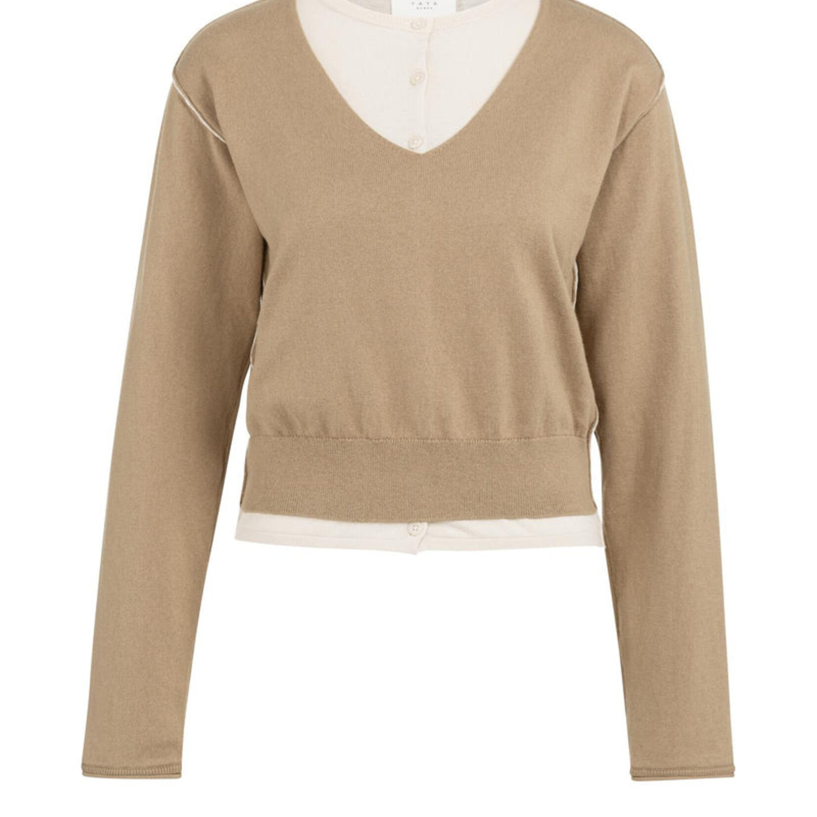 Yaya Chandail double épaisseur avec bouton - Khaki Green