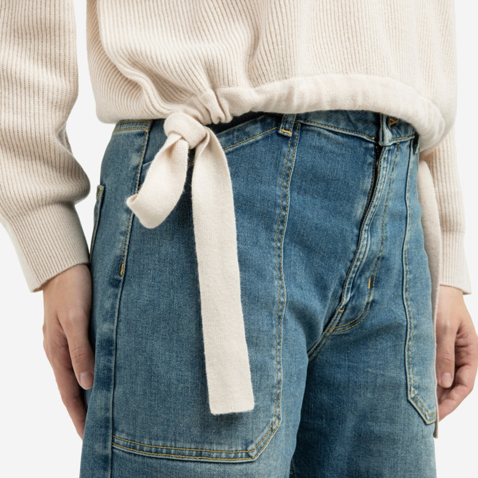 Yaya Pull tricoté avec cordons - Kit Beige Melange