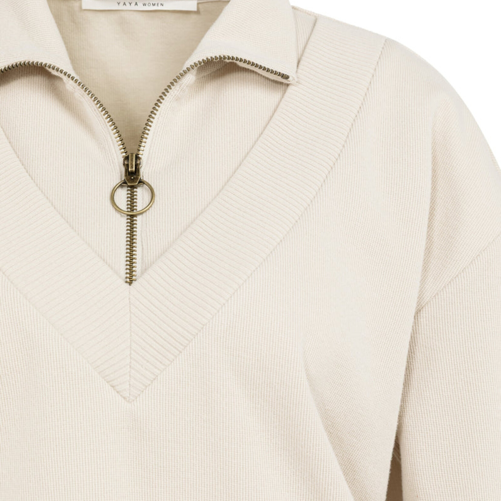 Yaya Sweatshirt double épaisseur avec demi zip - Kit Beige