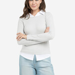 Yaya Top double épaisseur avec chemisier - Vapor Blue Grey