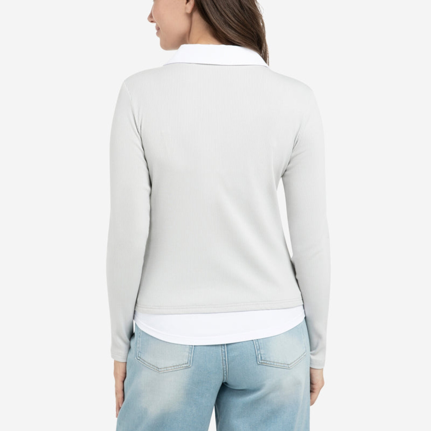 Yaya Top double épaisseur avec chemisier - Vapor Blue Grey