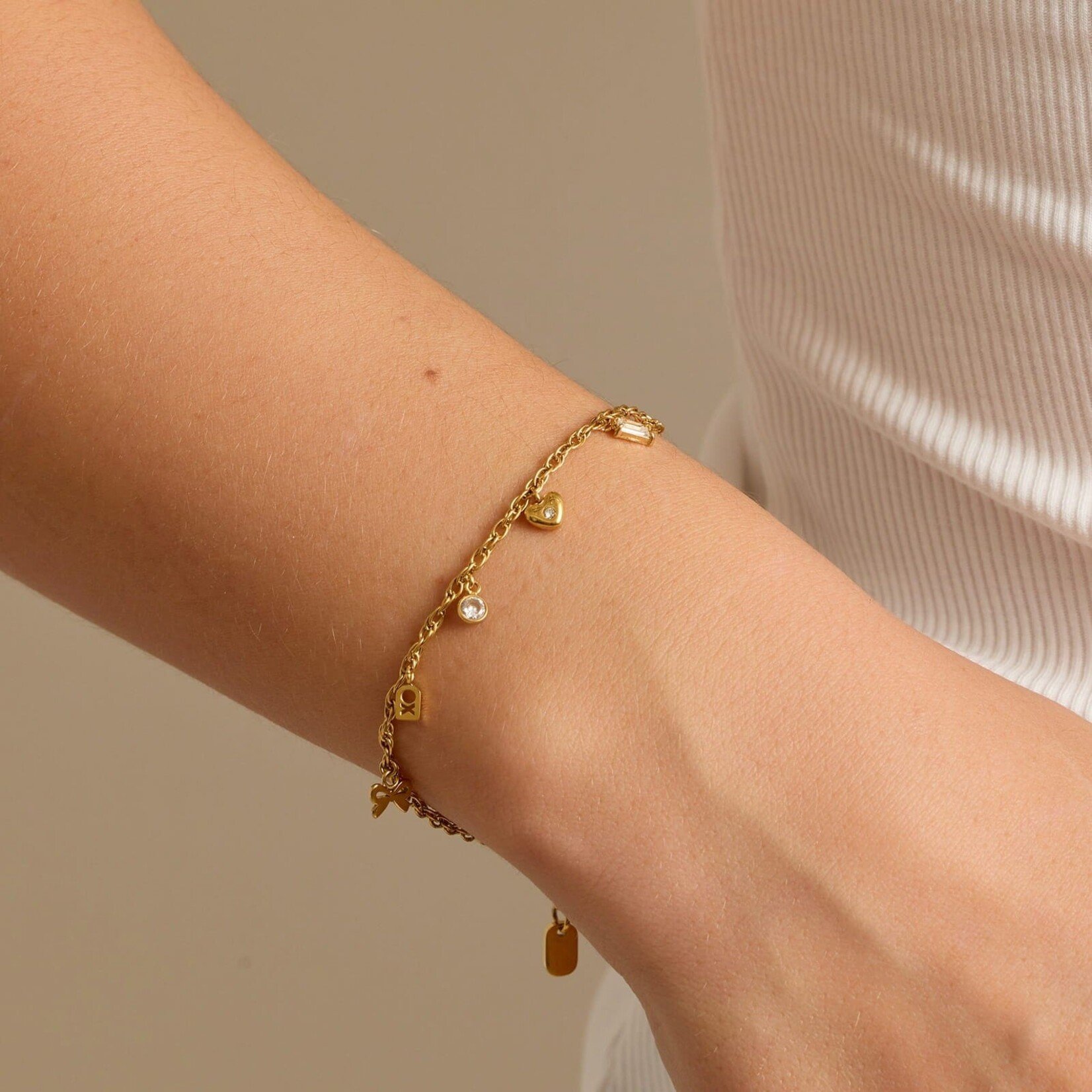 Pura Vida Bracelet en chaîne porte-bonheur amour - Gold