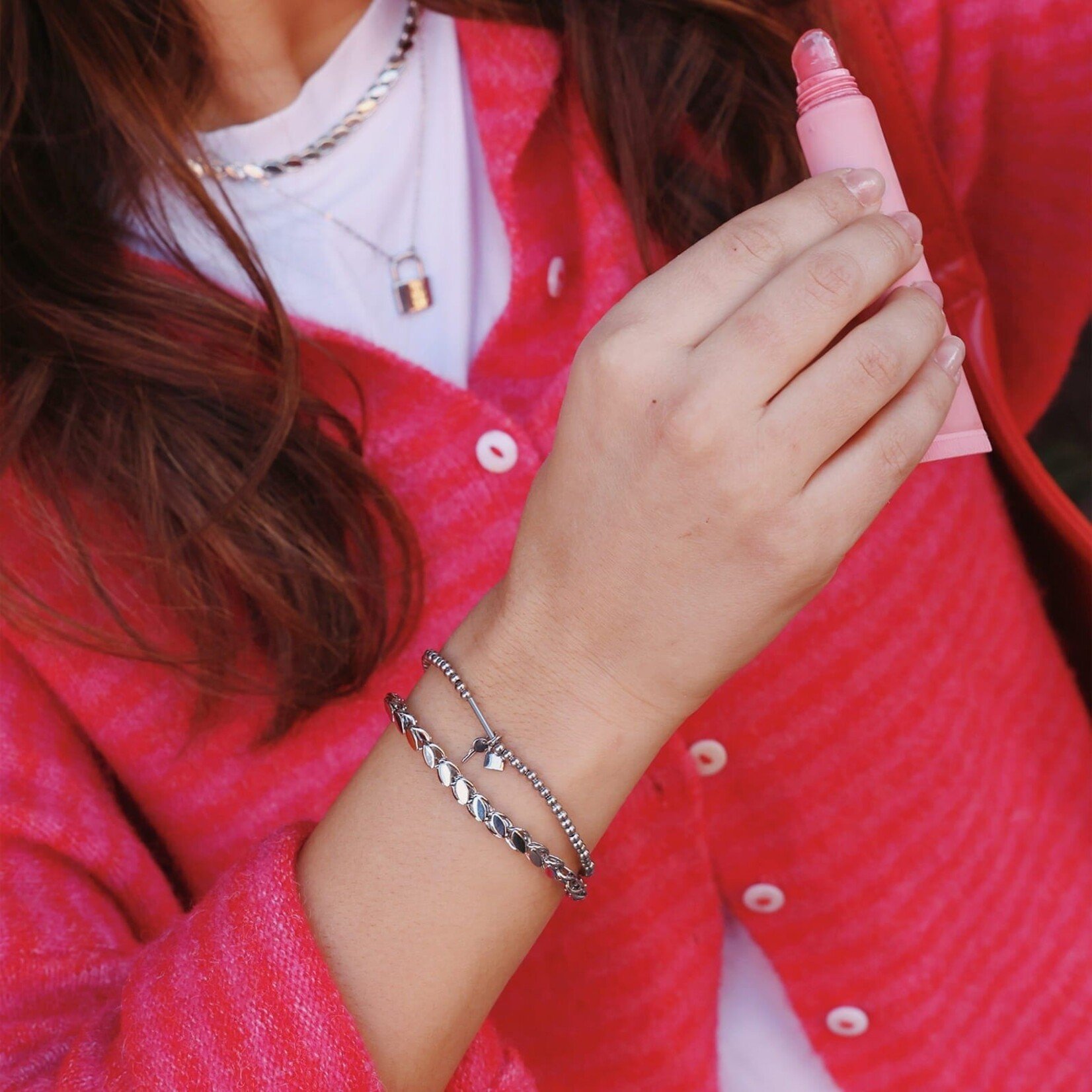 Pura Vida Bracelet extensible avec cadenas et clé Silver