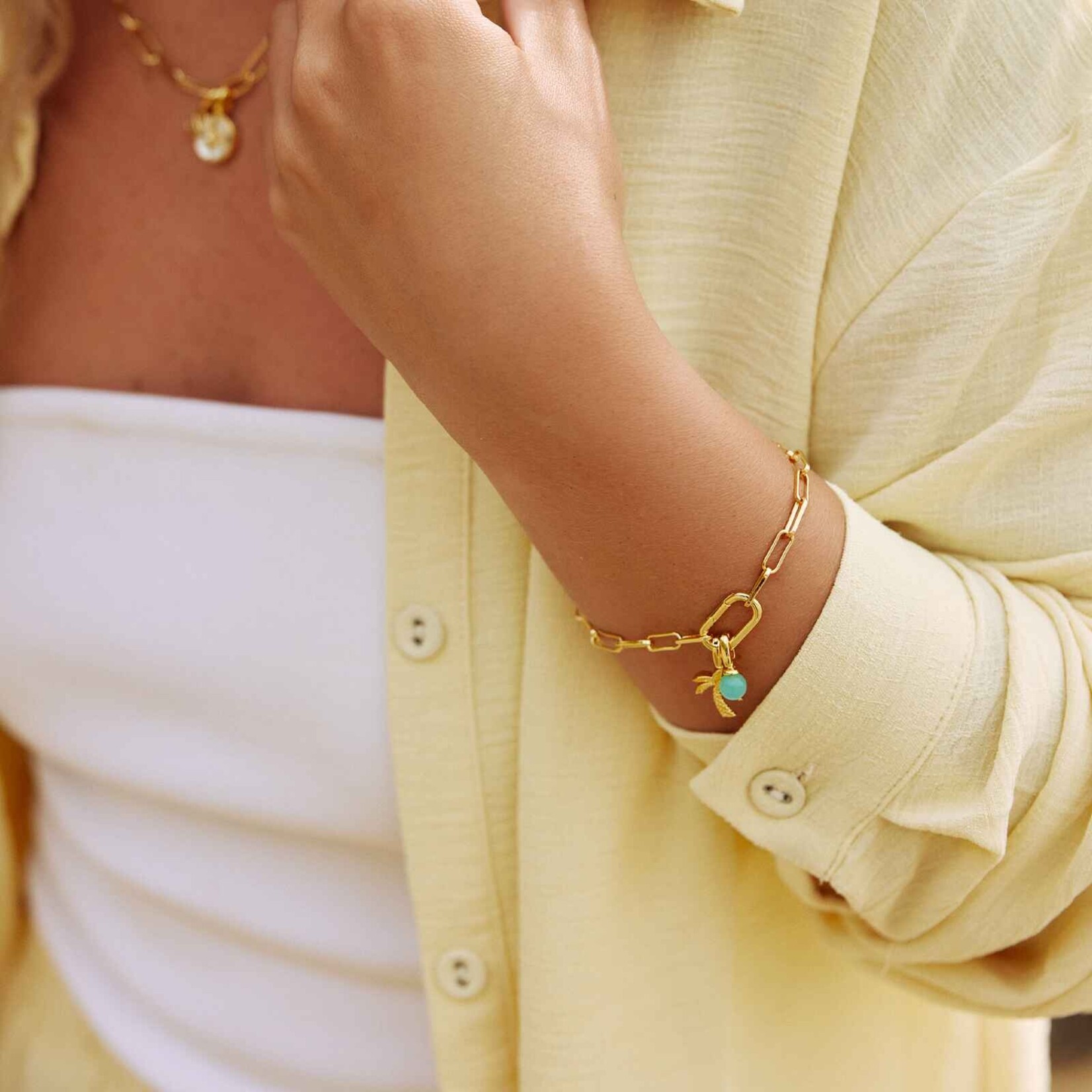 Pura Vida Bracelet à chaîne avec maille ovale - Gold