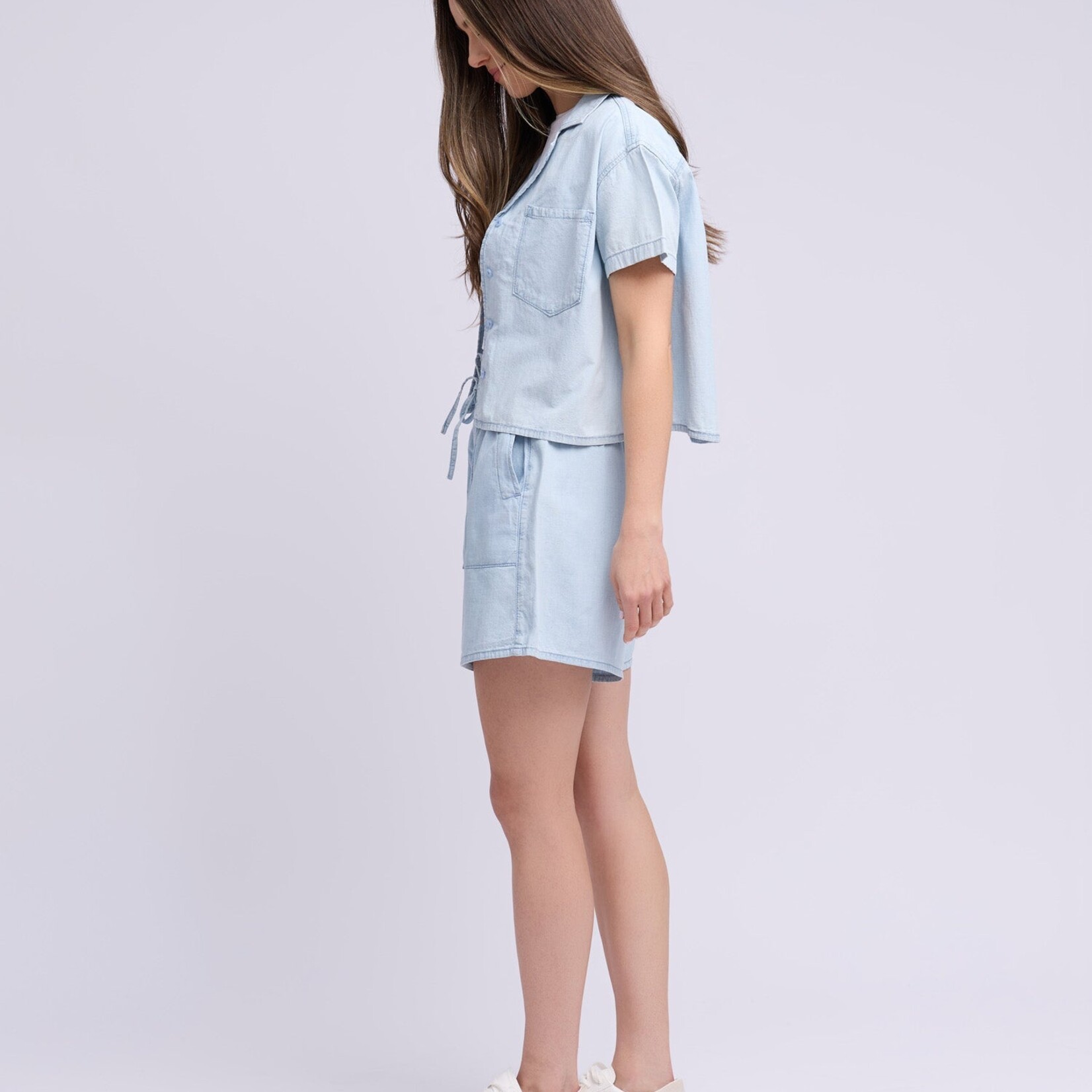 Short 2910  chambray taille haute - Lucille