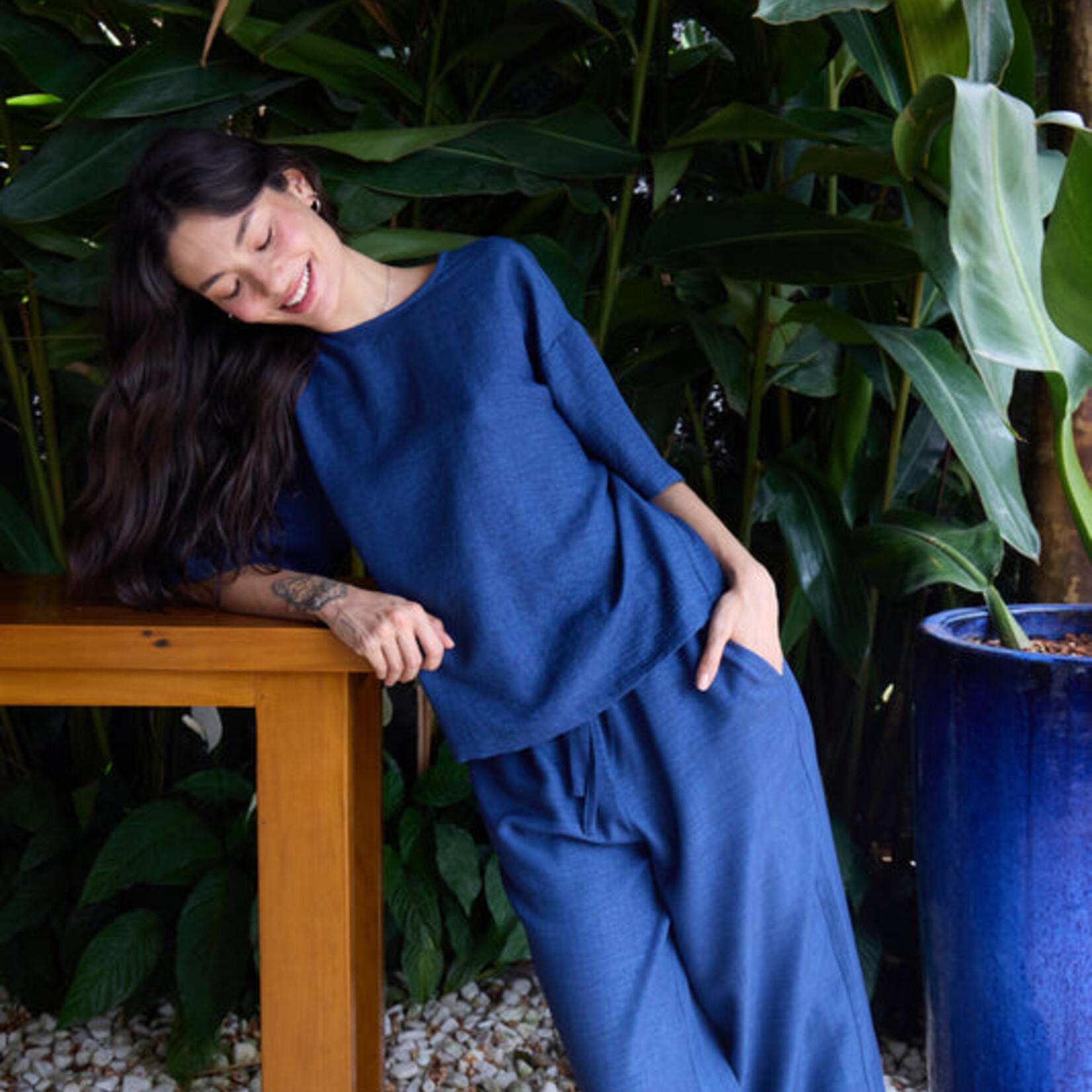 Ichi T-Shirt Katico - True Navy Melange