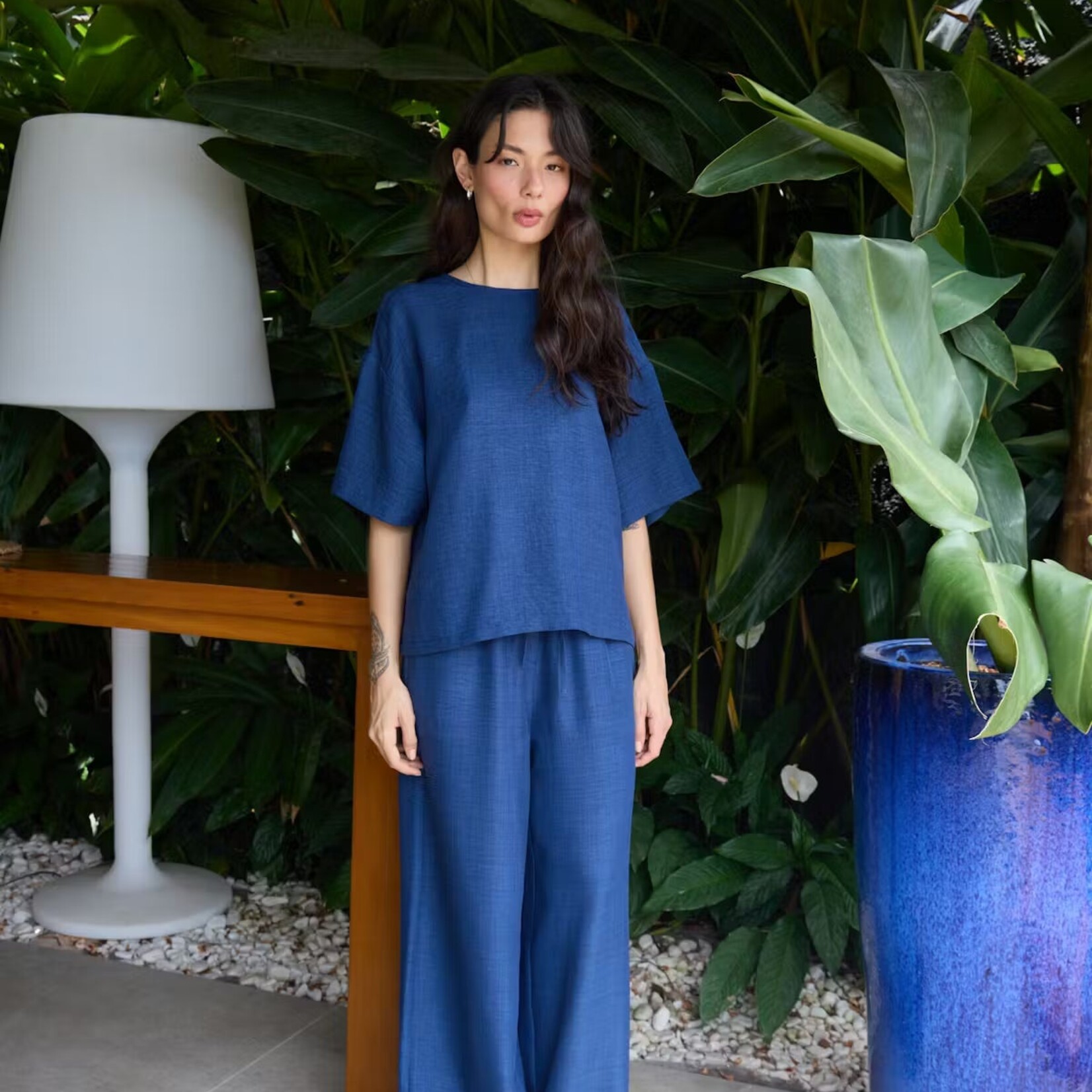 Ichi T-Shirt Katico - True Navy Melange