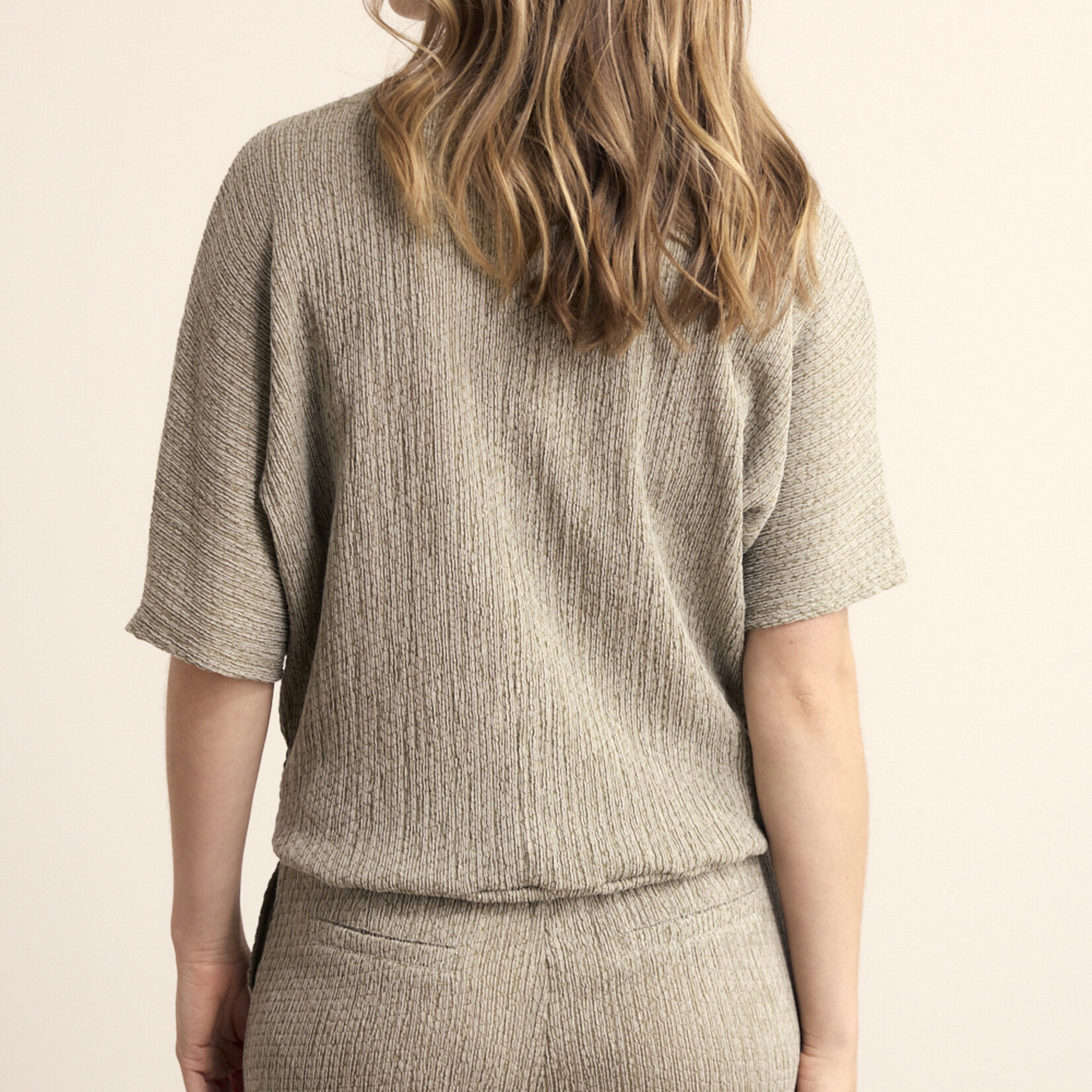 Tramontana Top E0219401 detail bouton - Aloe melange