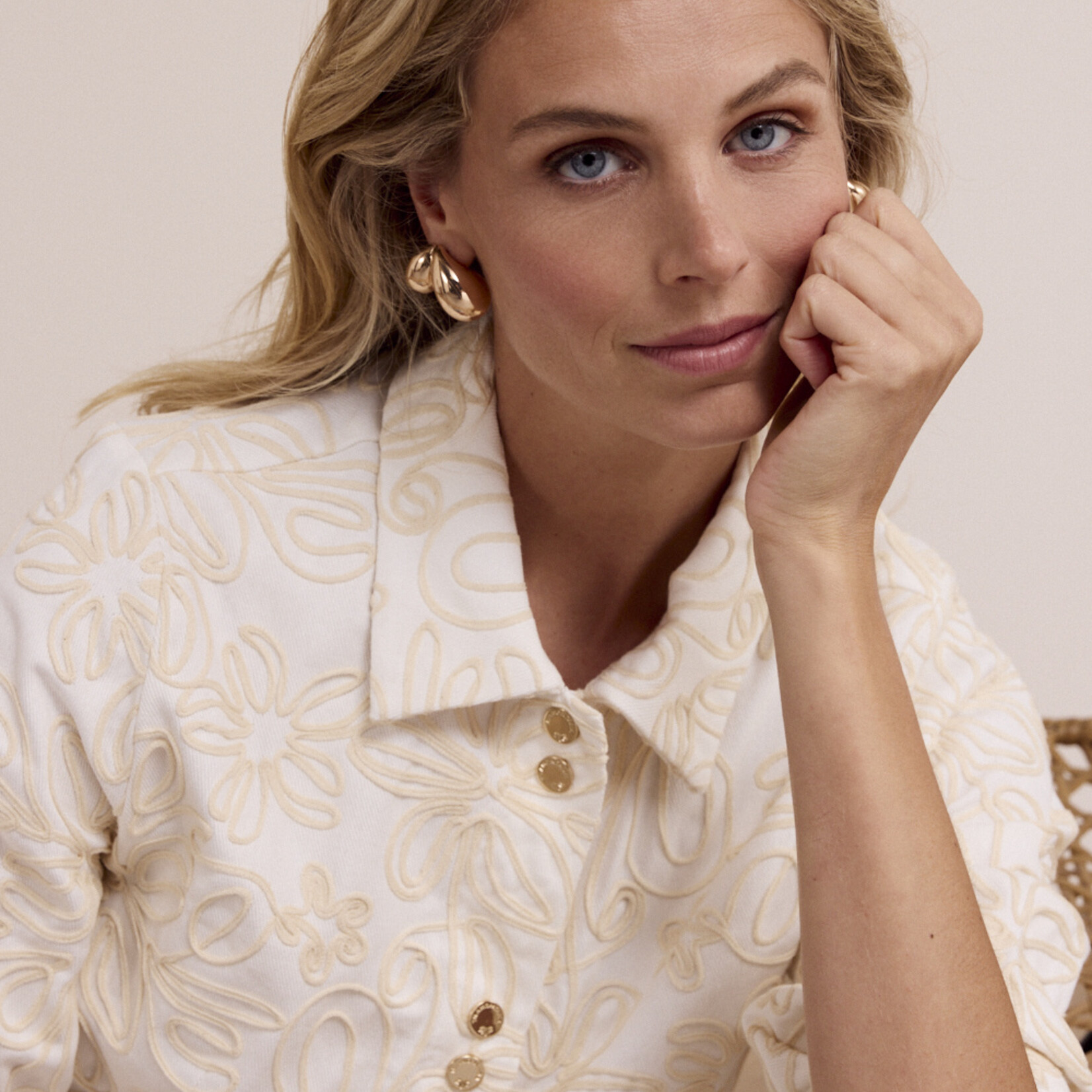 Tramontana Manteau C3819801 brodée - Off white