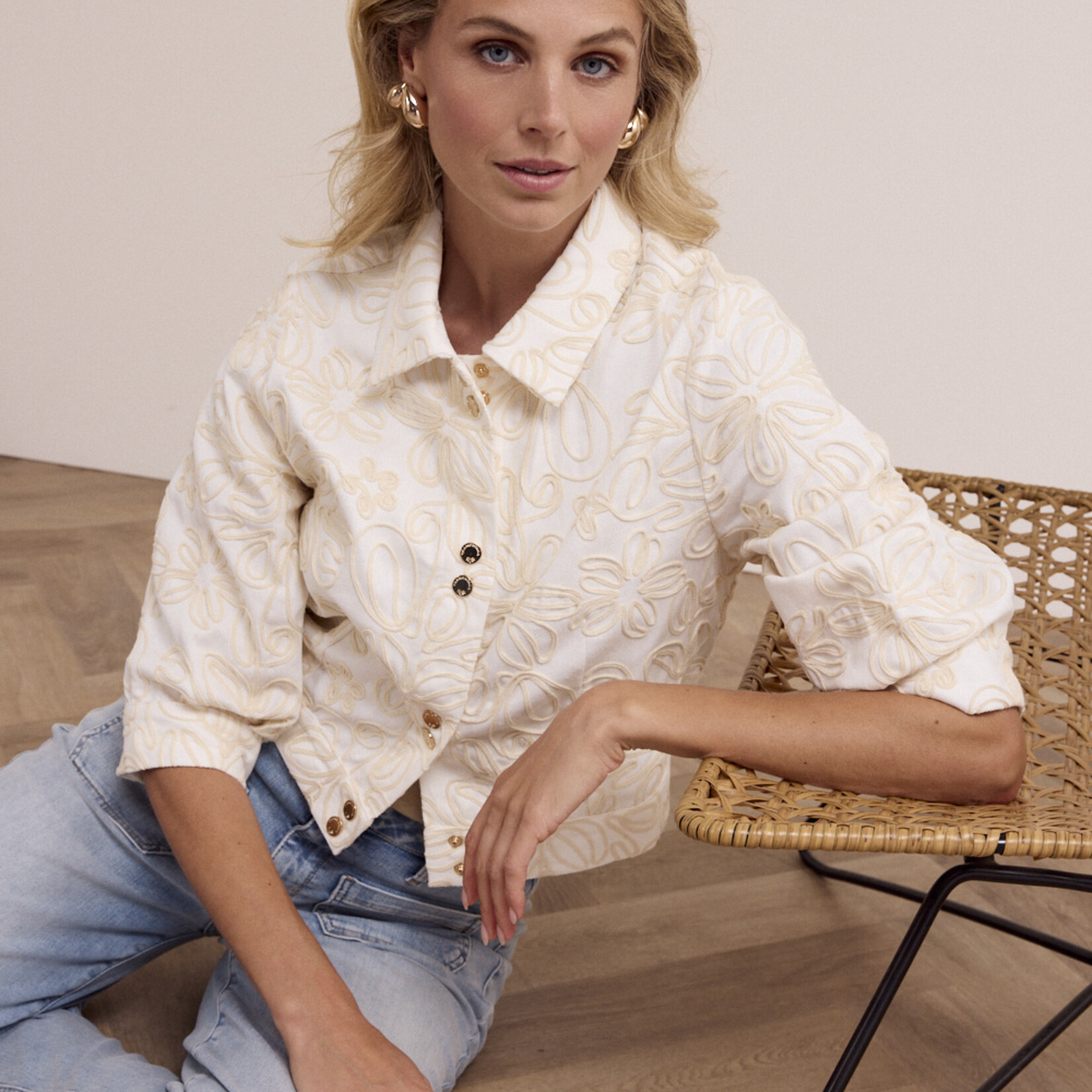 Tramontana Manteau C3819801 brodée - Off white