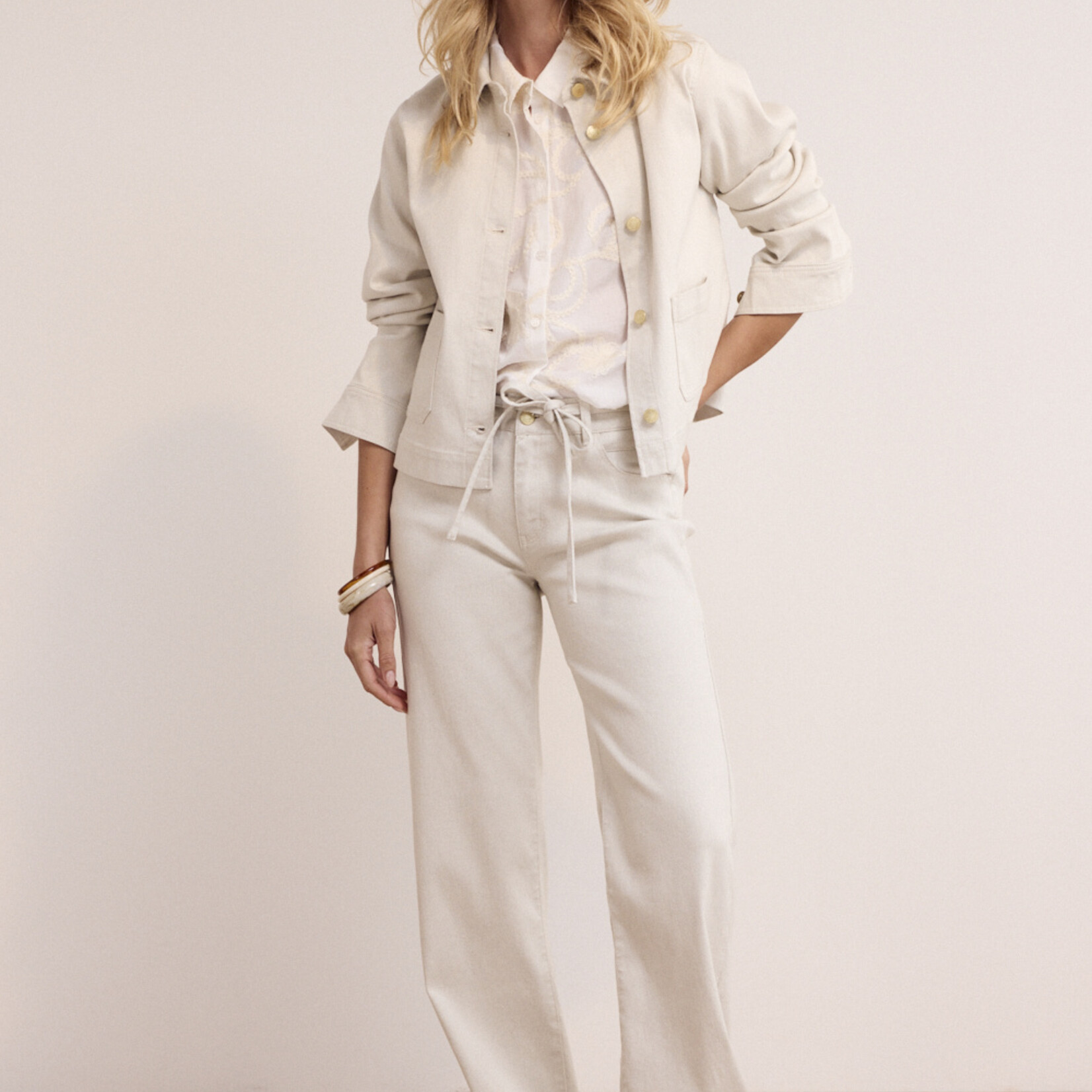 Tramontana Pantalon en Lurex avec cordon à la taille  - Light Pebble