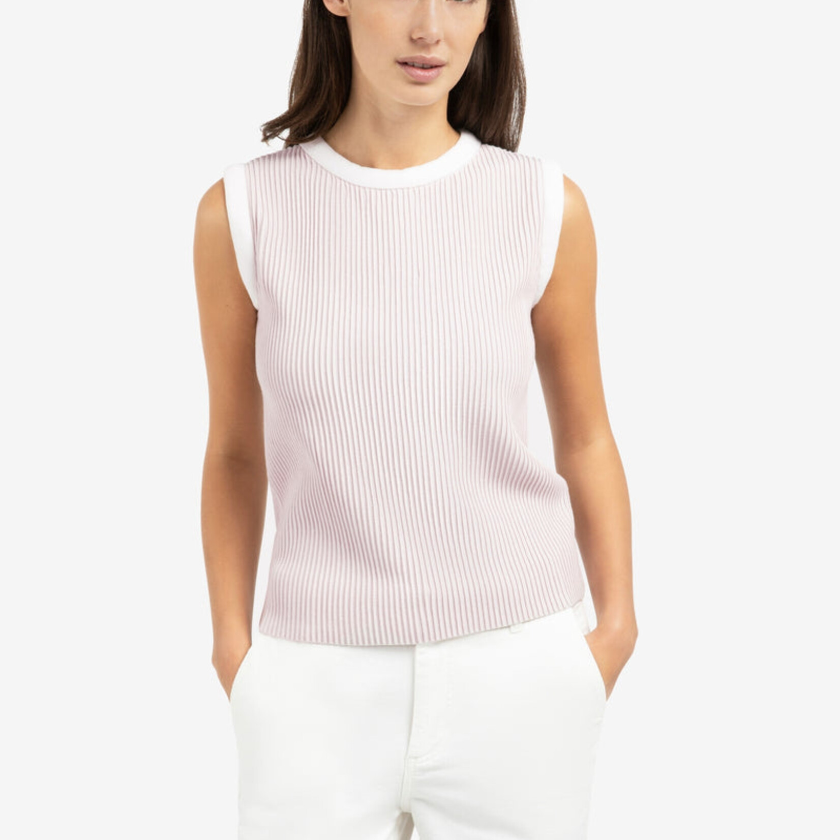 Yaya Pull 01-000565 sans manches en maille côtelée - Gray Lilac