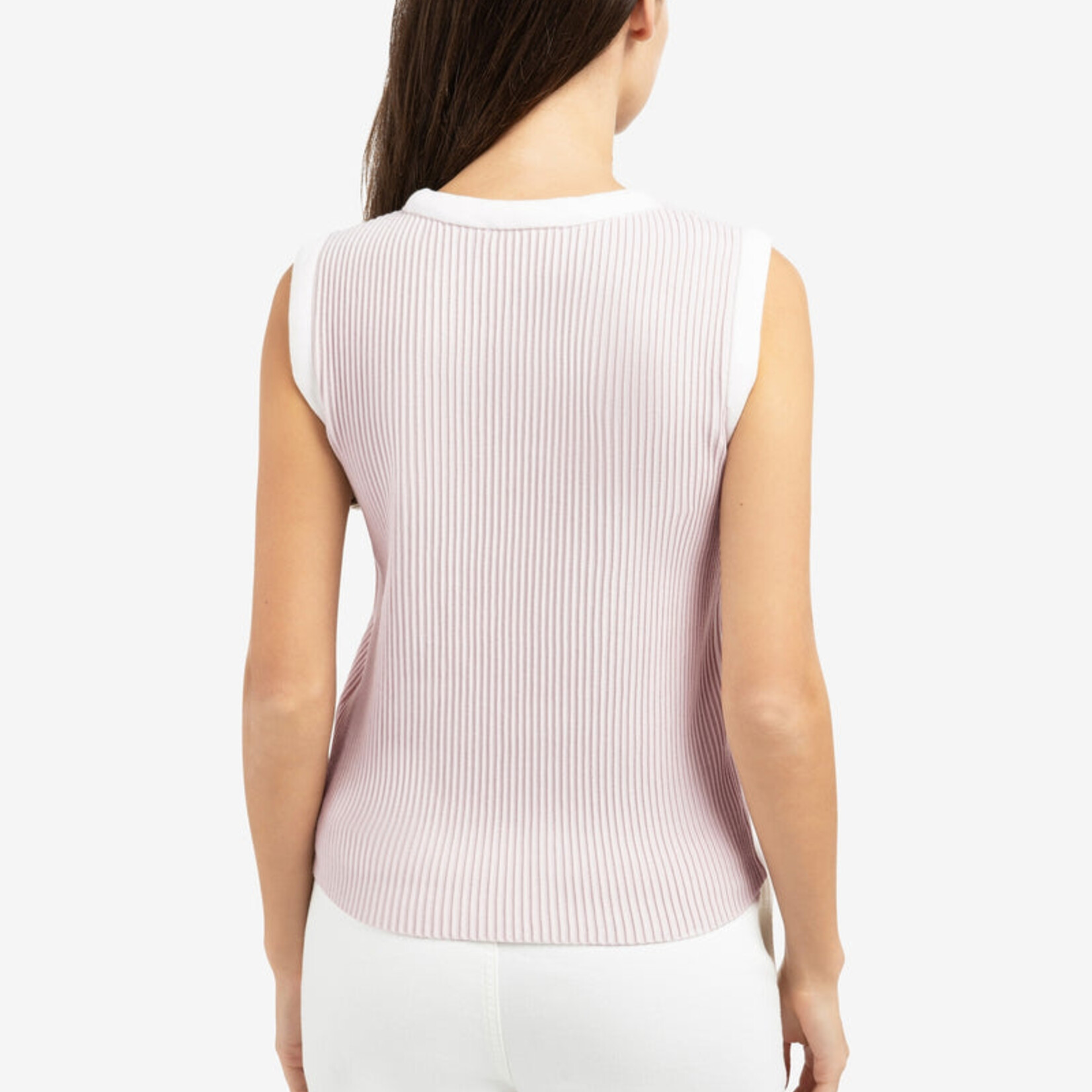 Yaya Pull 01-000565 sans manches en maille côtelée - Gray Lilac