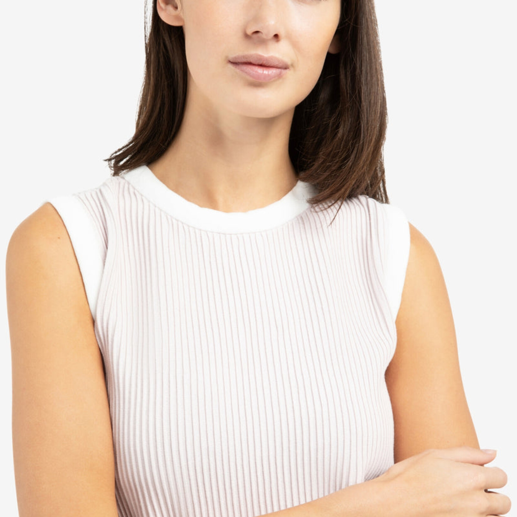 Yaya Pull 01-000565 sans manches en maille côtelée - Gray Lilac