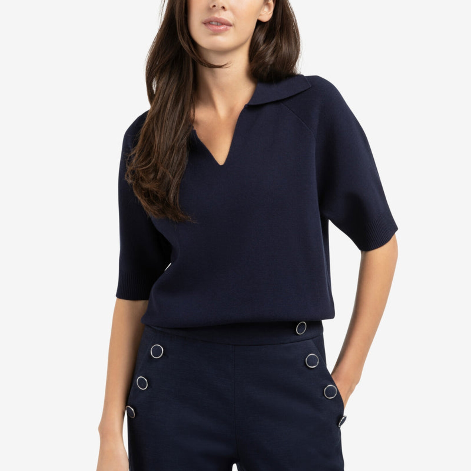 Yaya Pull Sunny 01-000569 à manches courtes avec col - Blazer