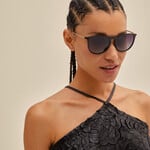 Pilgrim Lunette de soleil VANILLE - Black/Gold