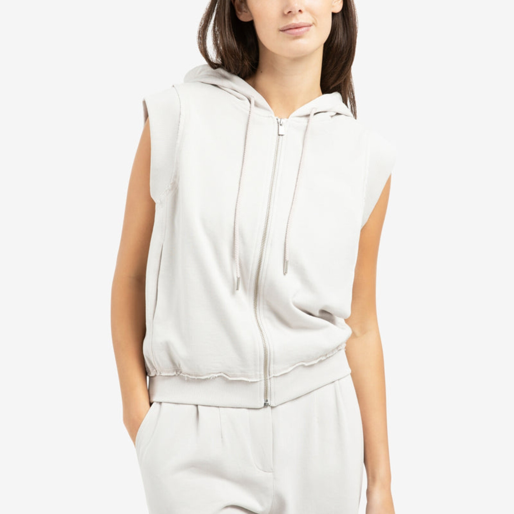 Yaya Pull 01-019150 à capuche sans manches - Tremple Gray