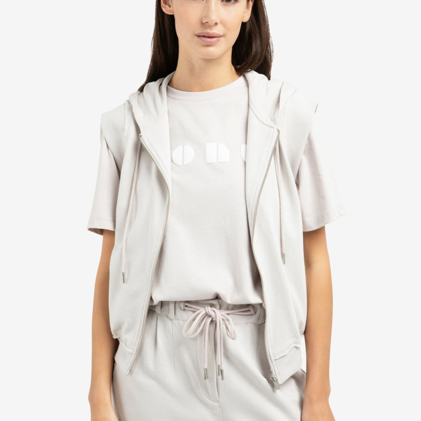 Yaya Pull 01-019150 à capuche sans manches - Tremple Gray