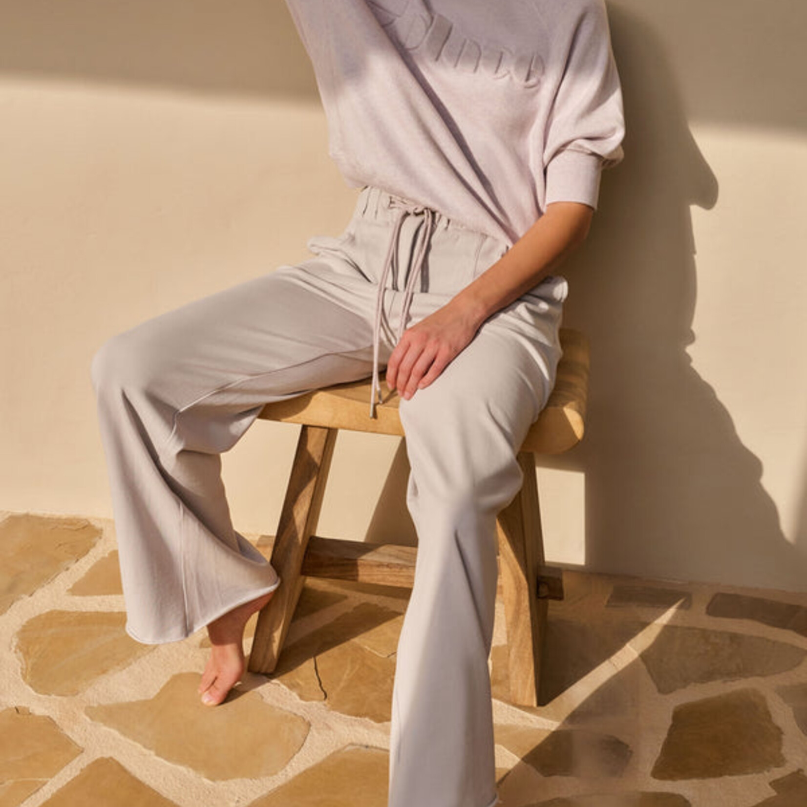 Yaya Pantalon 01-309248 en jersey à jambes larges - Tremple Gray