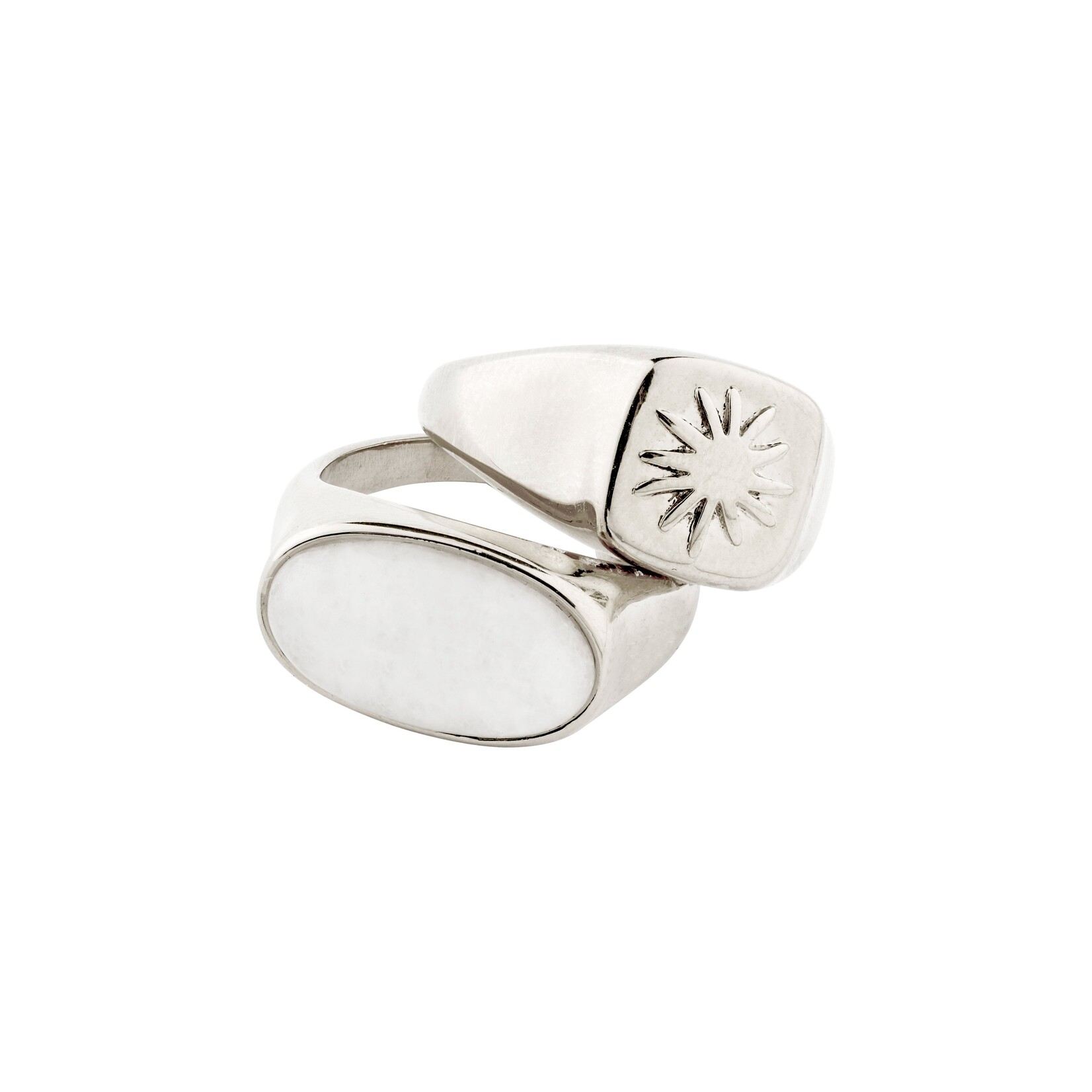 Pilgrim Prism Bague 2 en 1 Recyclé - Silver Plated