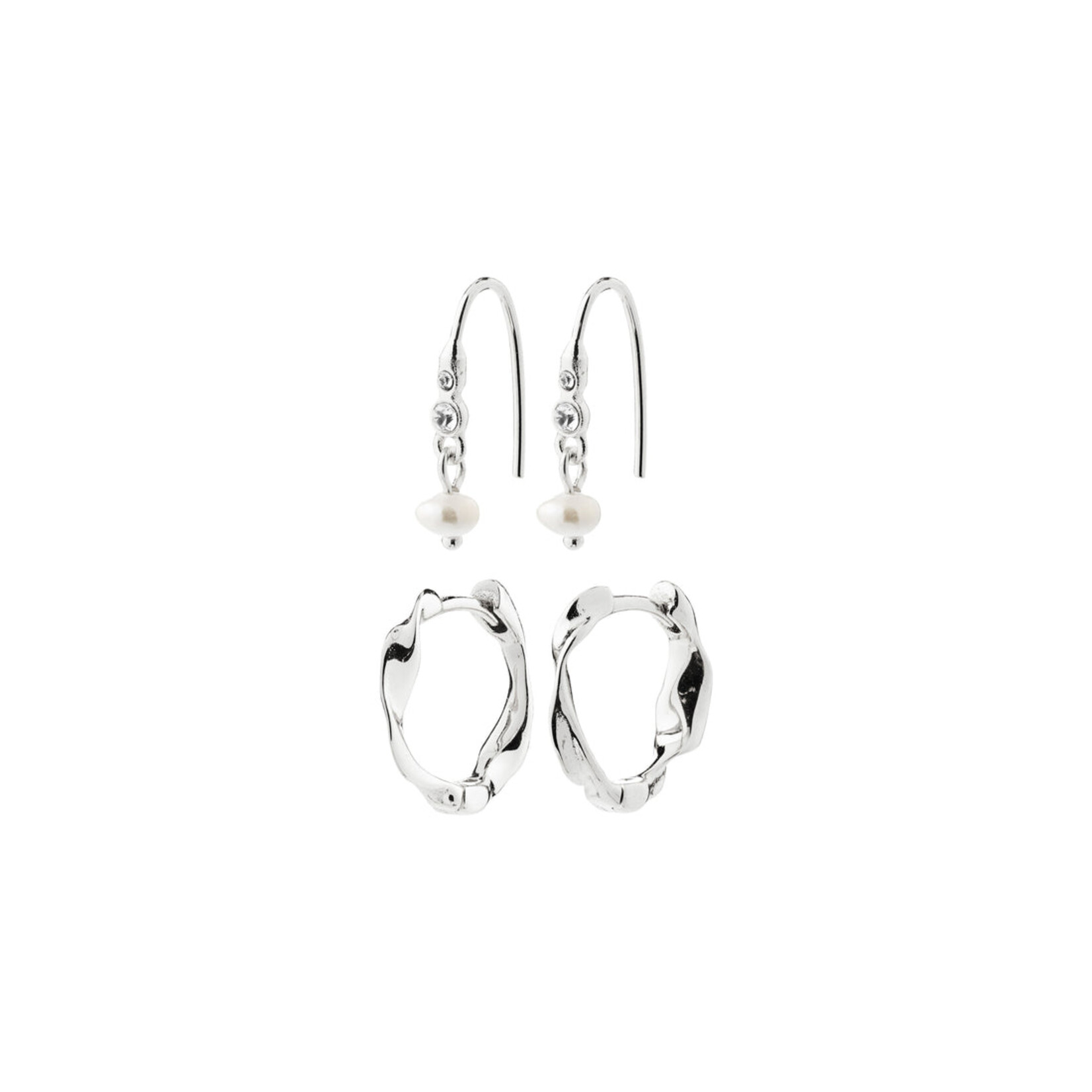 Pilgrim MORIN Boucles d`oreilles 2 en 1 receyclé - Silver plated