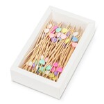 Lot de 100 pics en forme de cœur - Pastel
