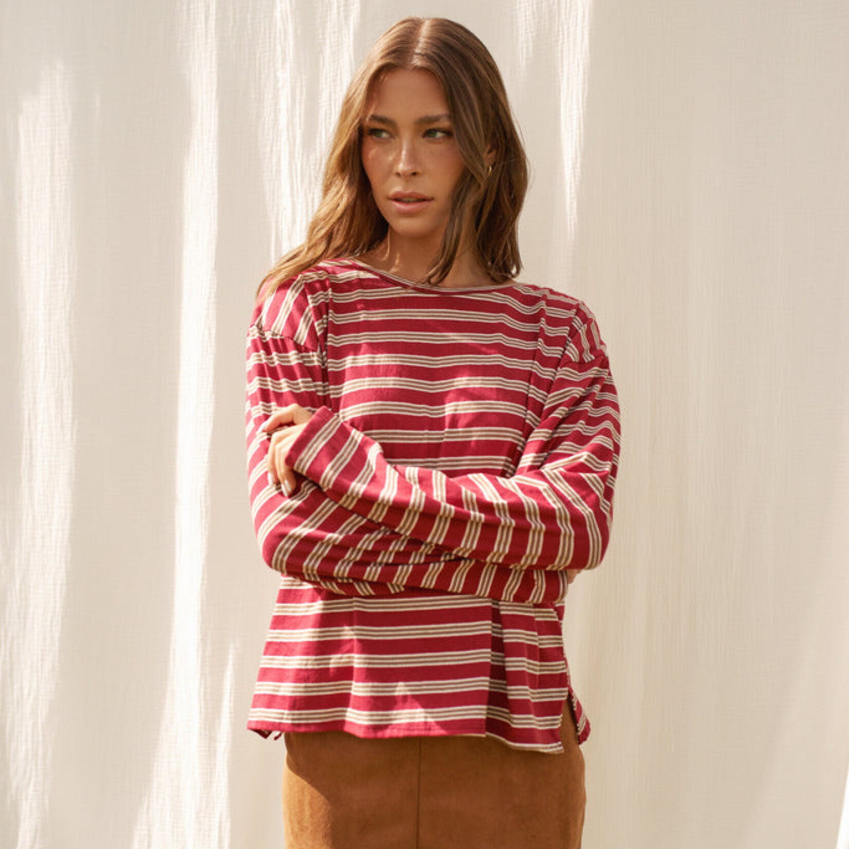 Daily Story Chandail Anaé LS - Rouge et Creme