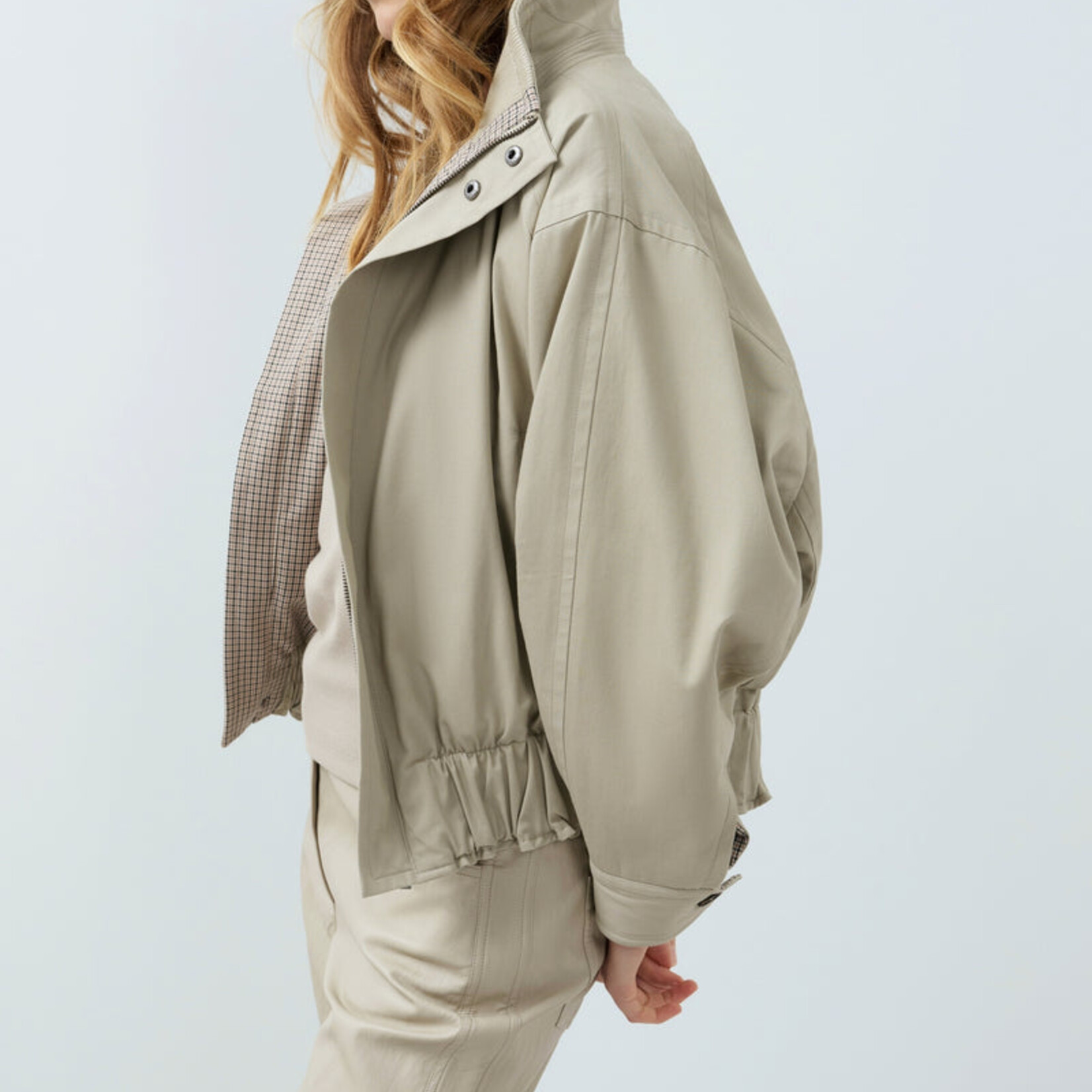 Yaya Veste oversize en tissu tissé avec doublure à carreaux - Pure cashmer