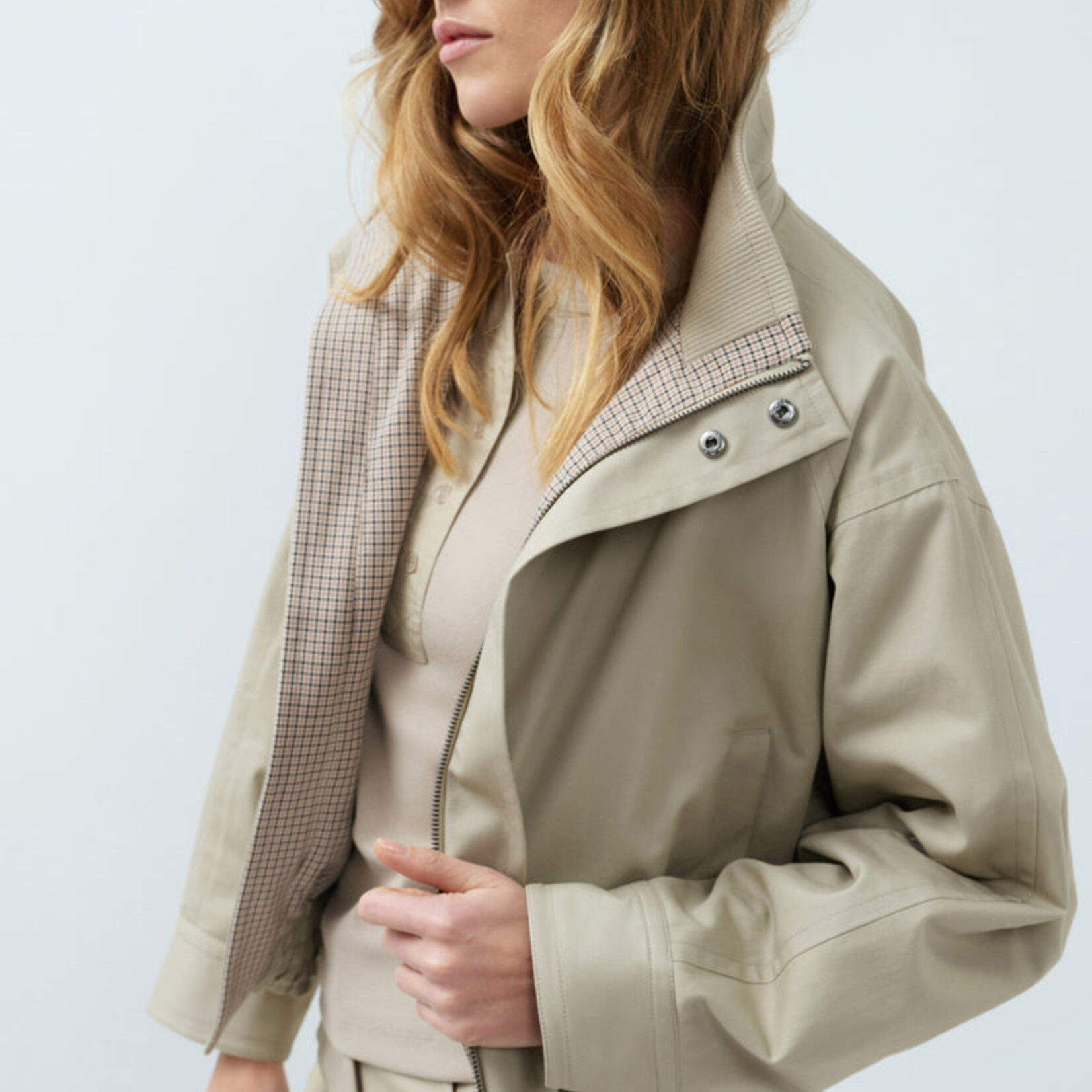 Yaya Veste oversize en tissu tissé avec doublure à carreaux - Pure cashmer