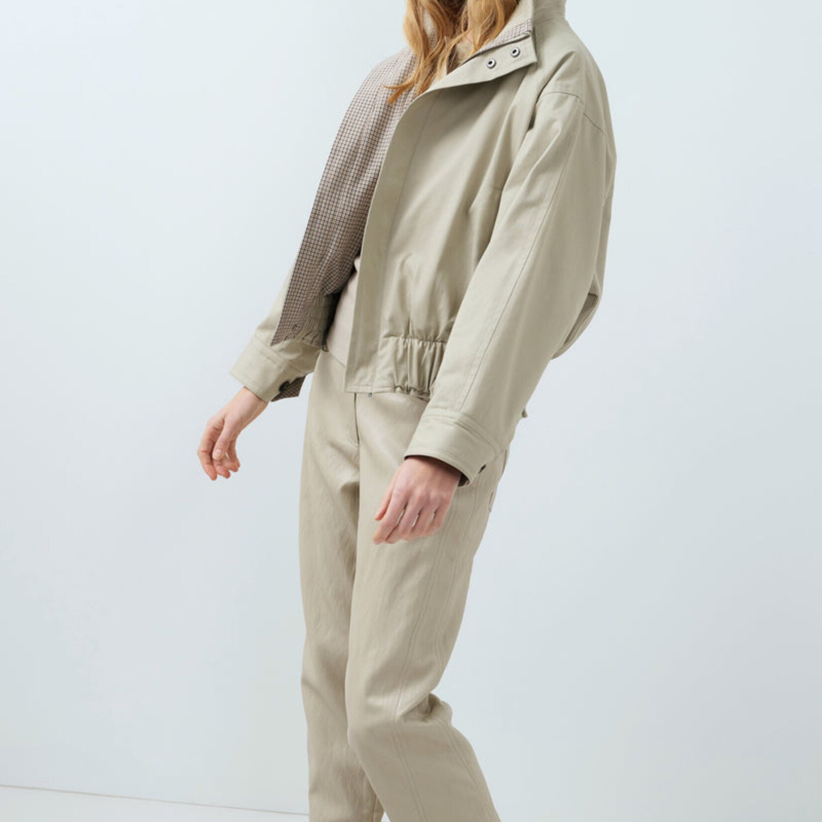 Yaya Veste oversize en tissu tissé avec doublure à carreaux - Pure cashmer