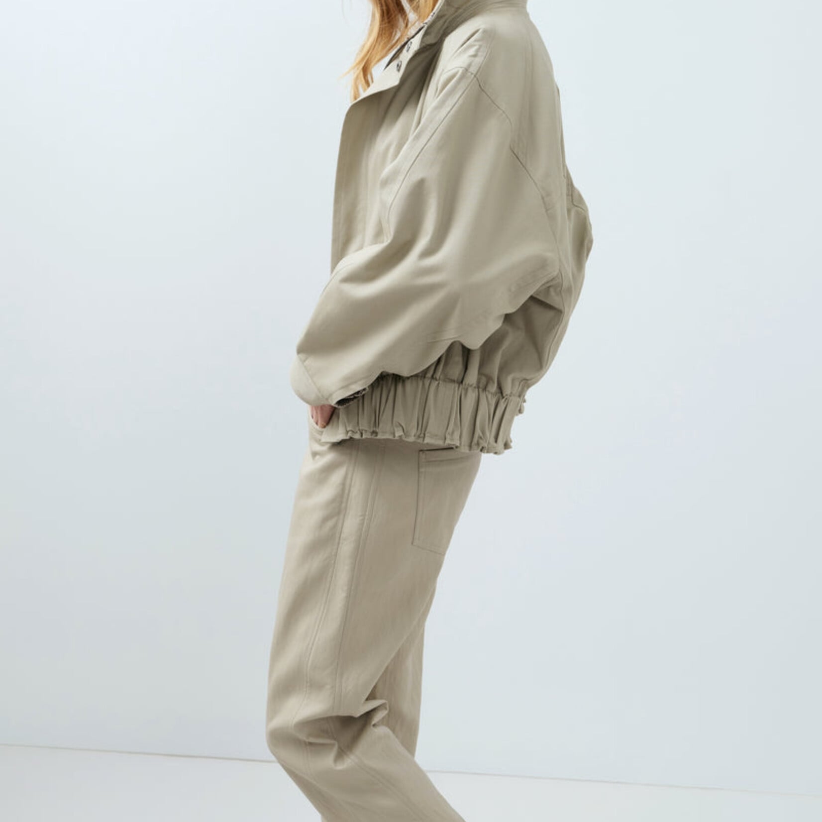 Yaya Veste oversize en tissu tissé avec doublure à carreaux - Pure cashmer