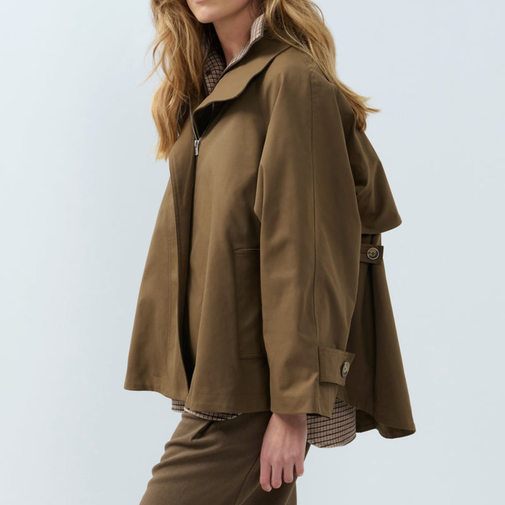Yaya Trench-coat évasée en tissu tissé - size 1 - Teak brown