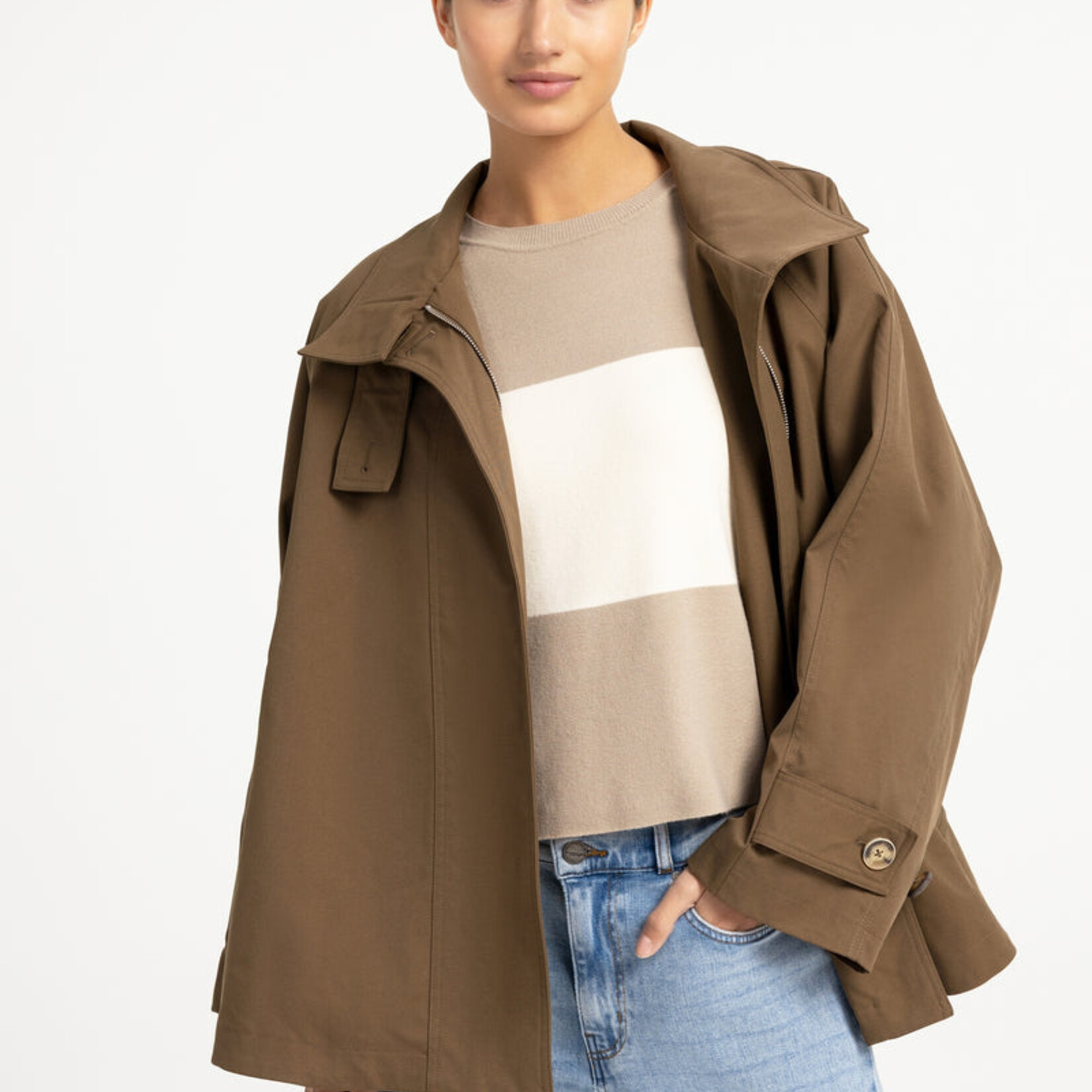 Yaya Trench-coat évasée en tissu tissé - size 1 - Teak brown
