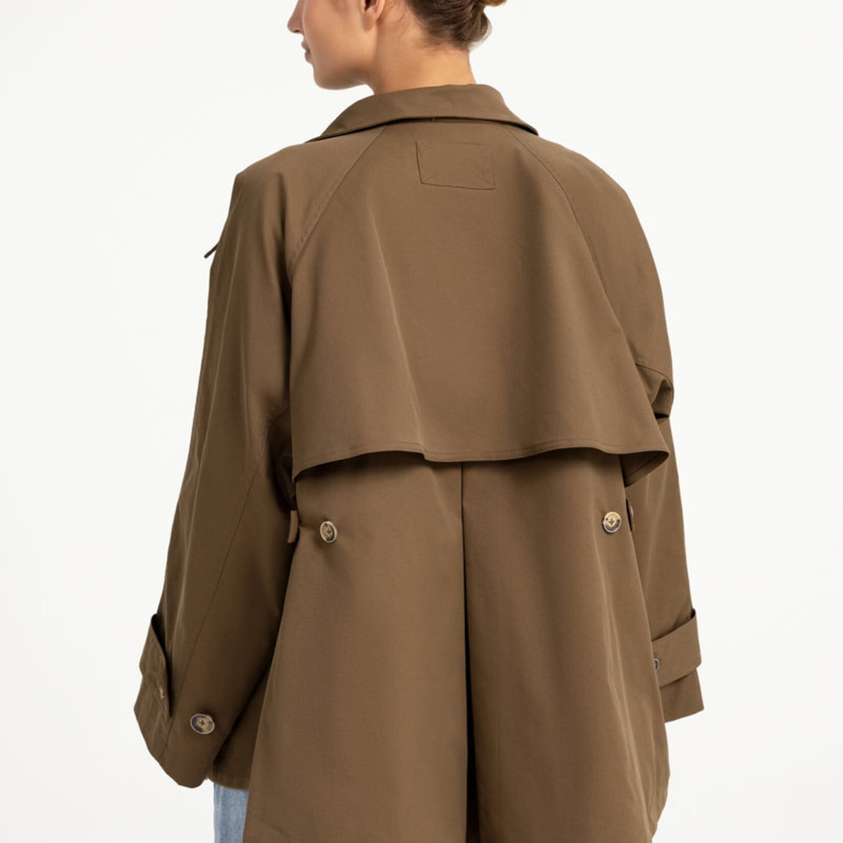 Yaya Trench-coat évasée en tissu tissé - size 1 - Teak brown