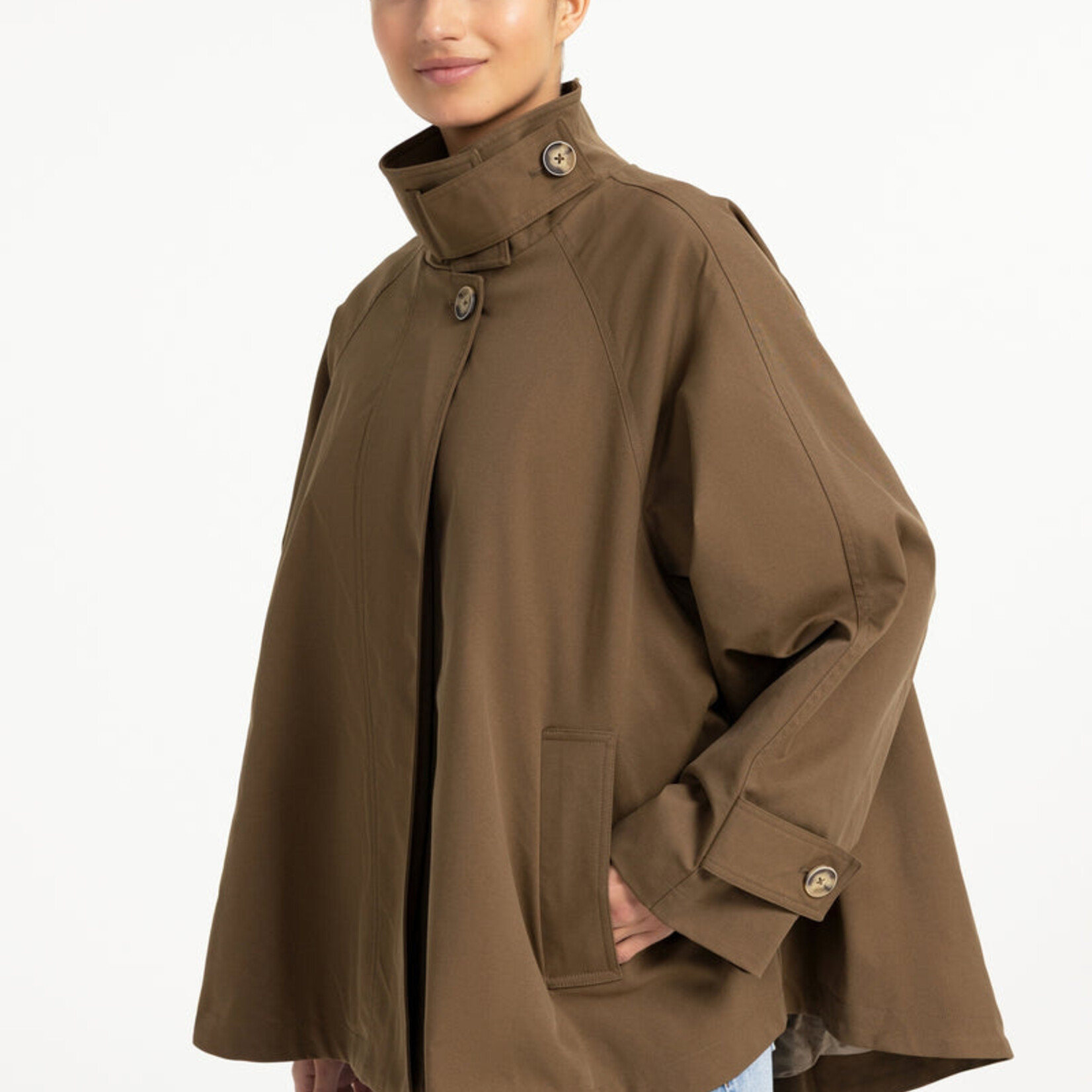 Yaya Trench-coat évasée en tissu tissé - size 1 - Teak brown