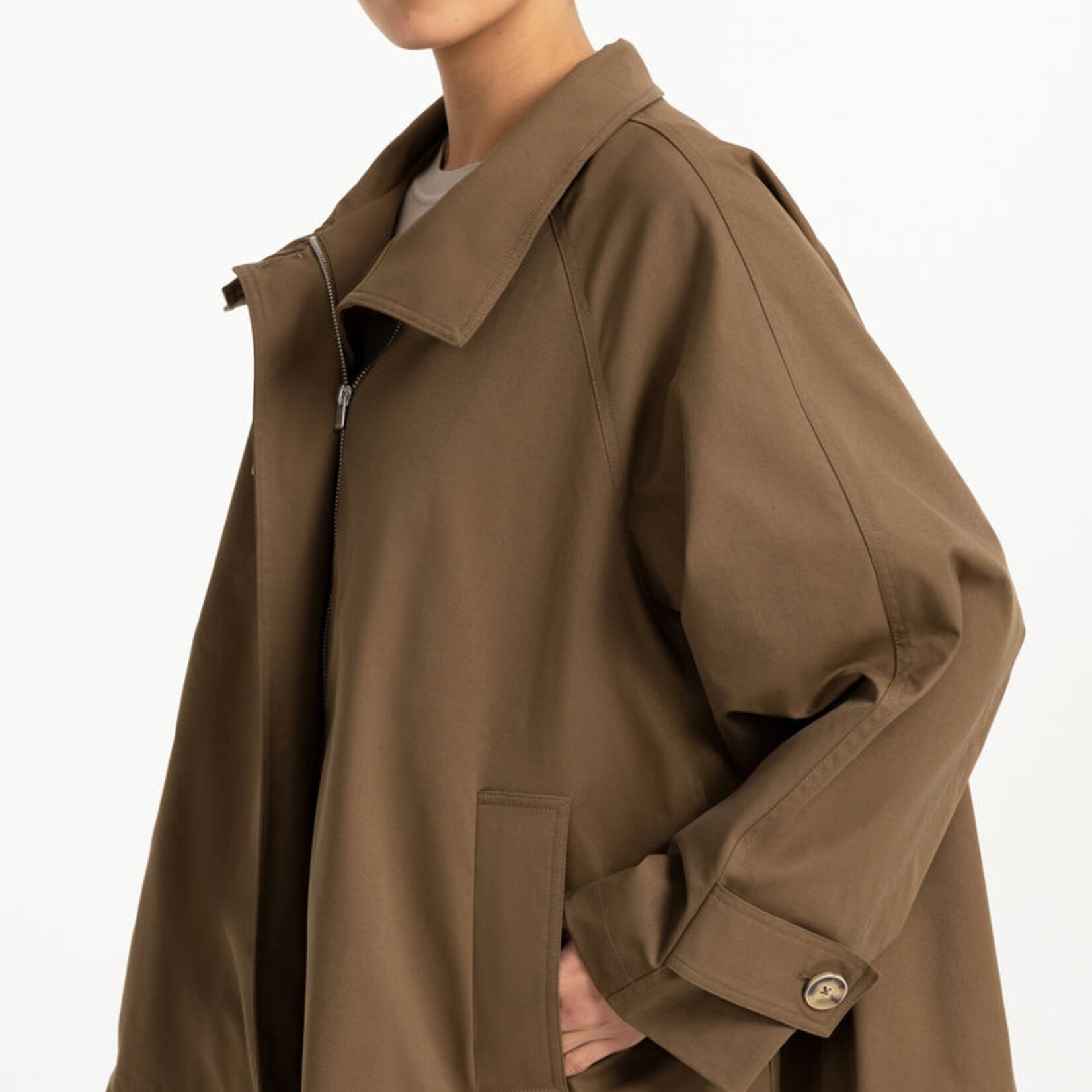 Yaya Trench-coat évasée en tissu tissé - size 1 - Teak brown