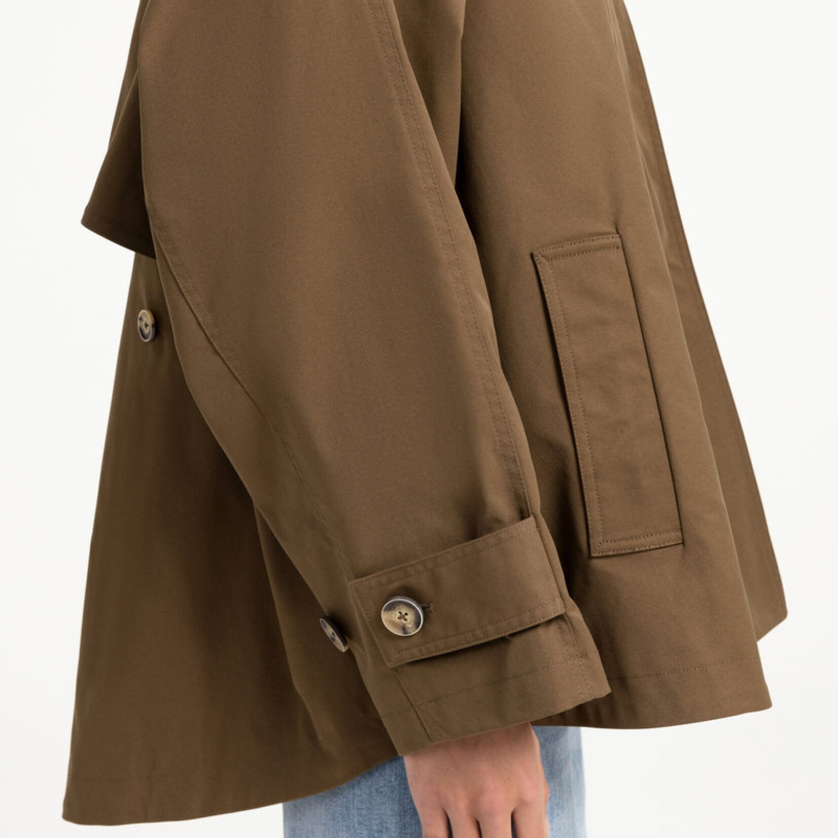 Yaya Trench-coat évasée en tissu tissé - size 1 - Teak brown