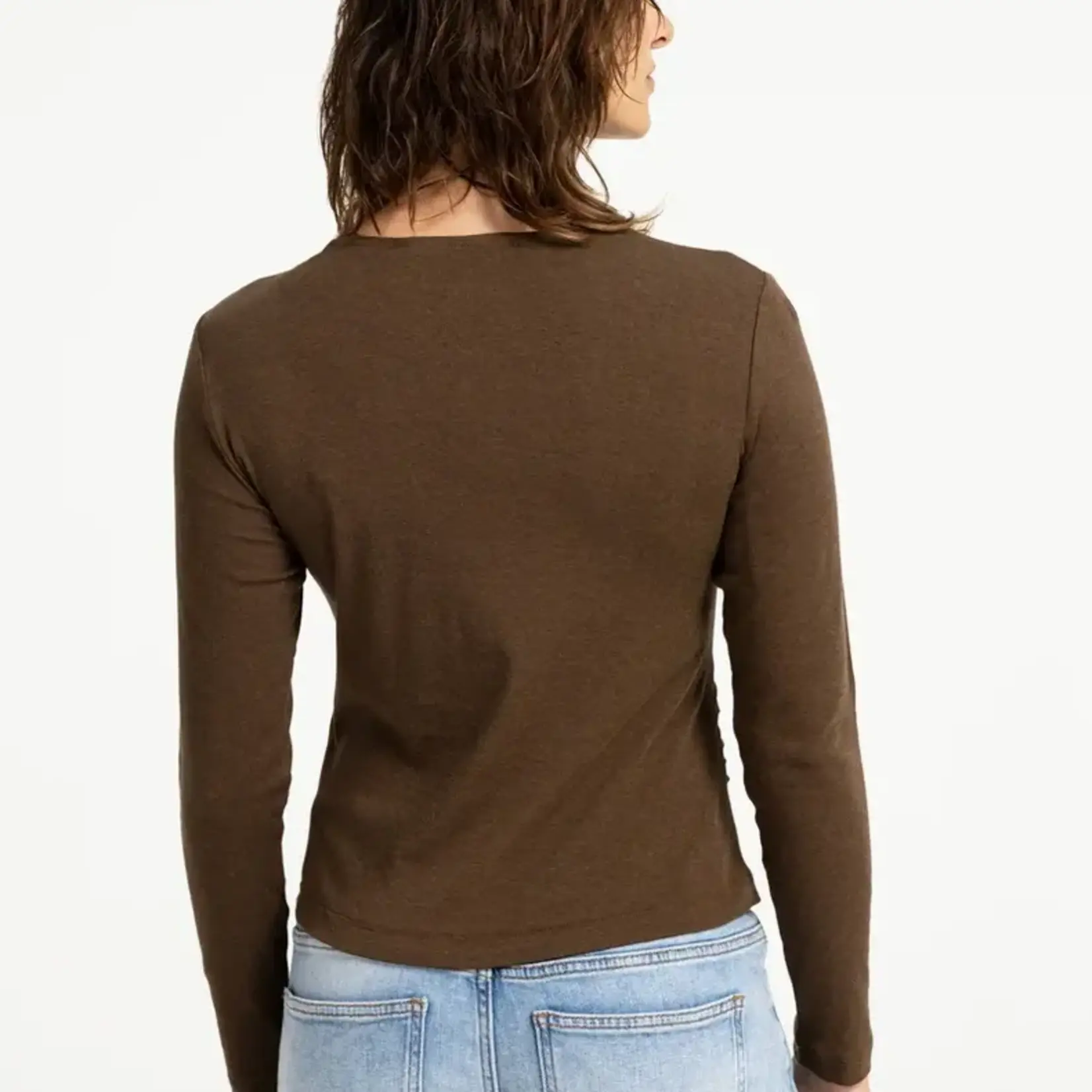 Yaya Cardigan en jersey avec une double rangée de boutons - Teak brown